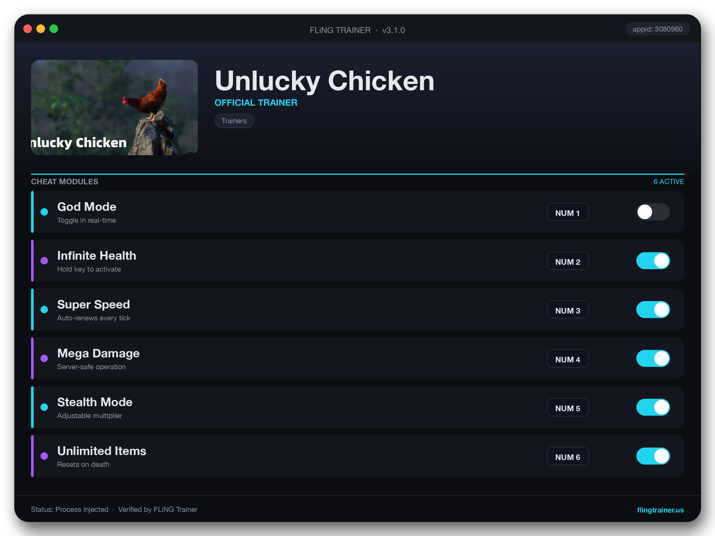 Unlucky Chicken Trainer interface
