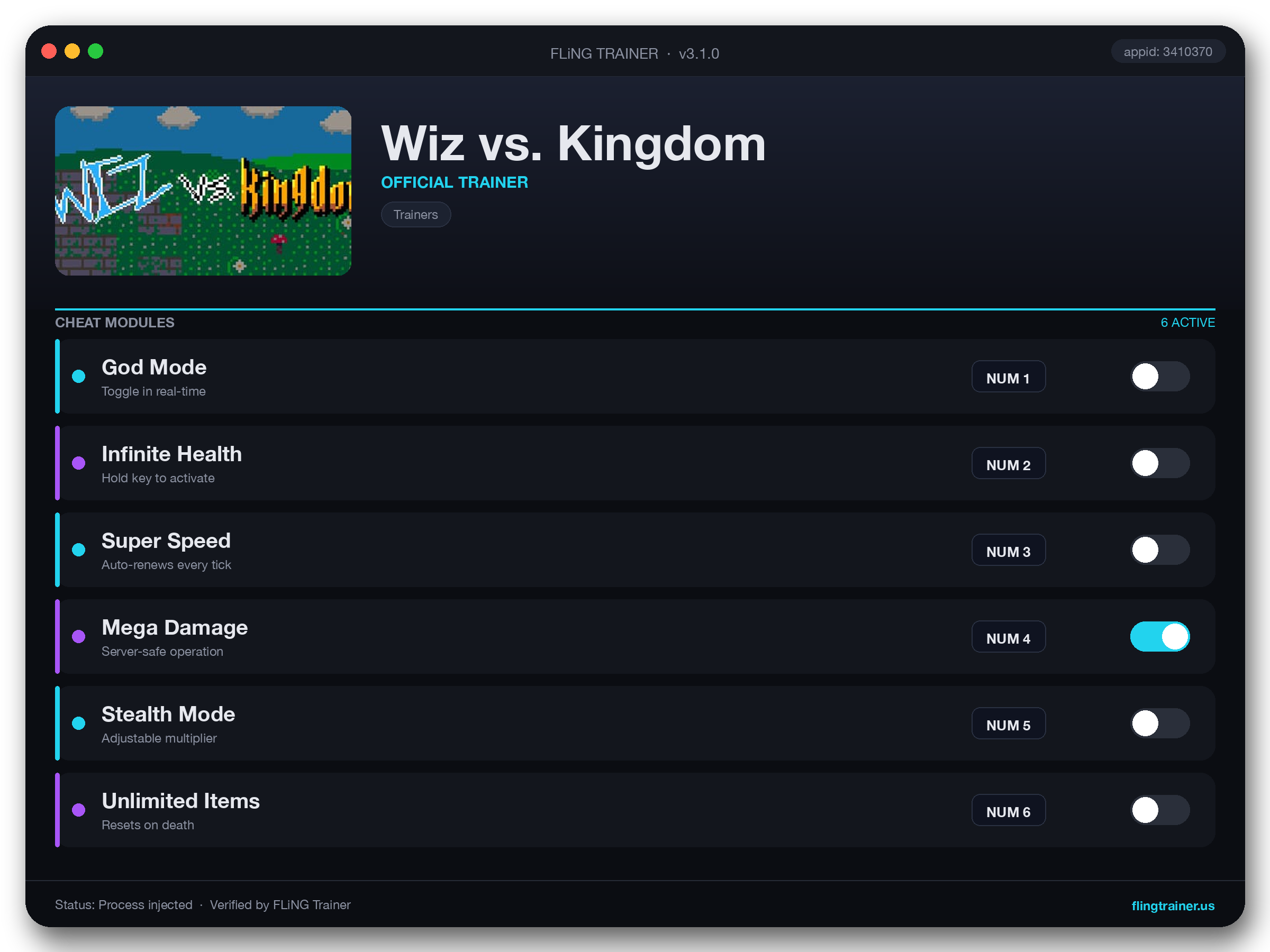 Wiz vs. Kingdom Trainer interface