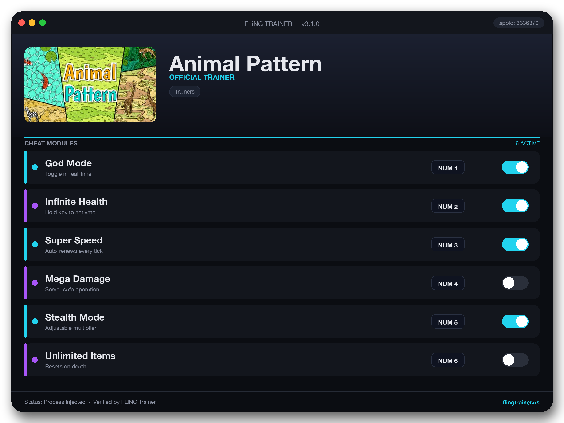 Animal Pattern Trainer interface