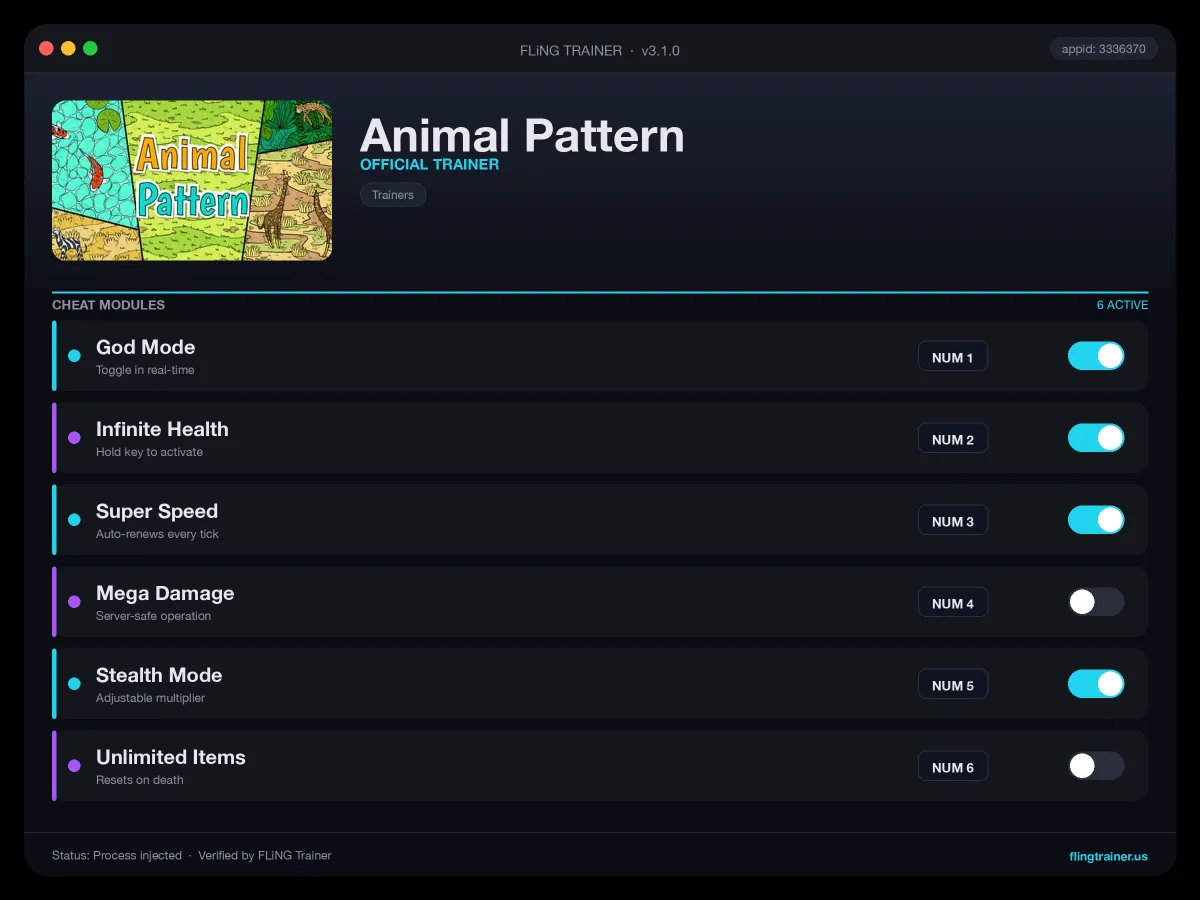 Animal Pattern Trainer interface