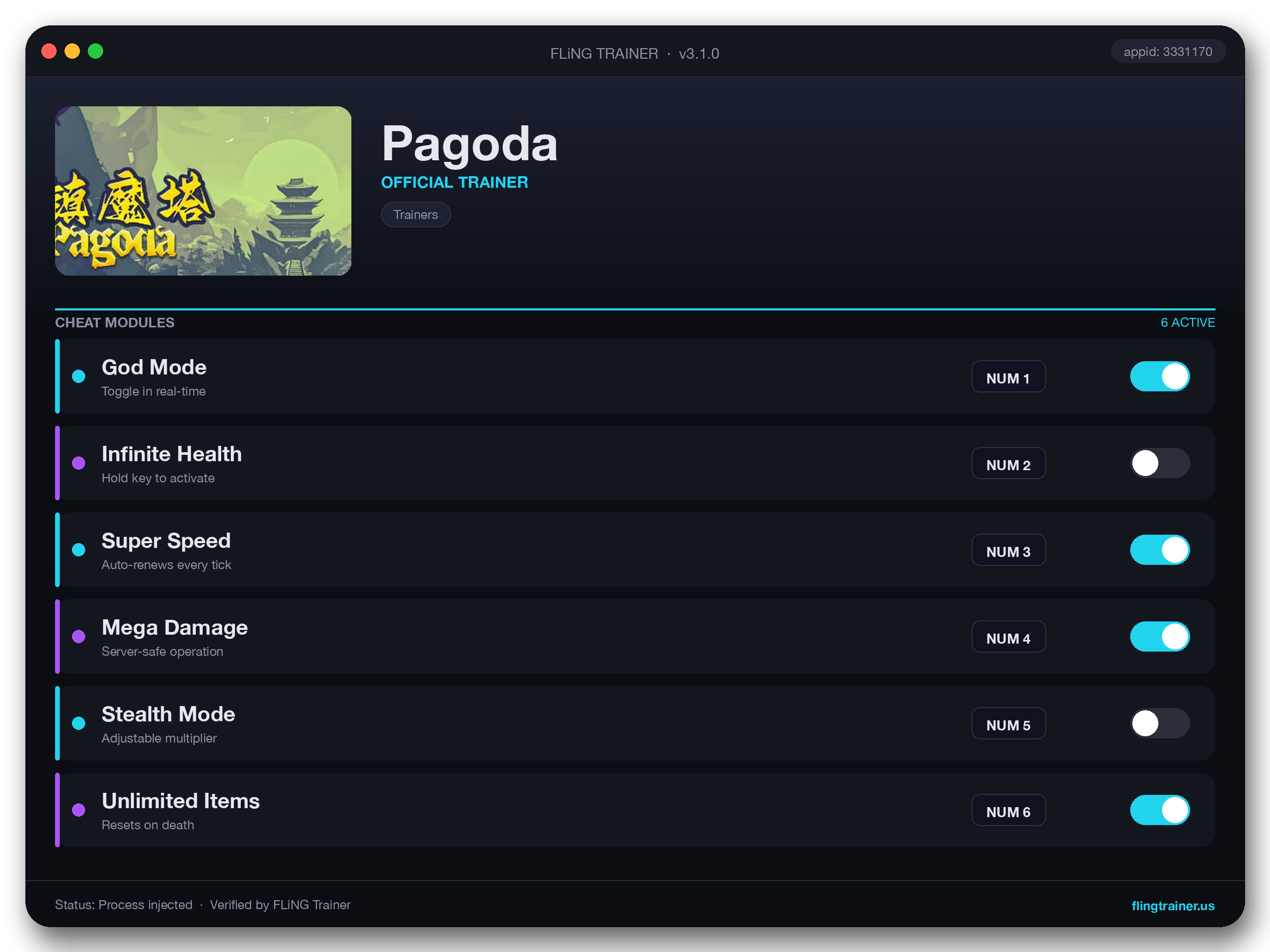 Pagoda Trainer interface