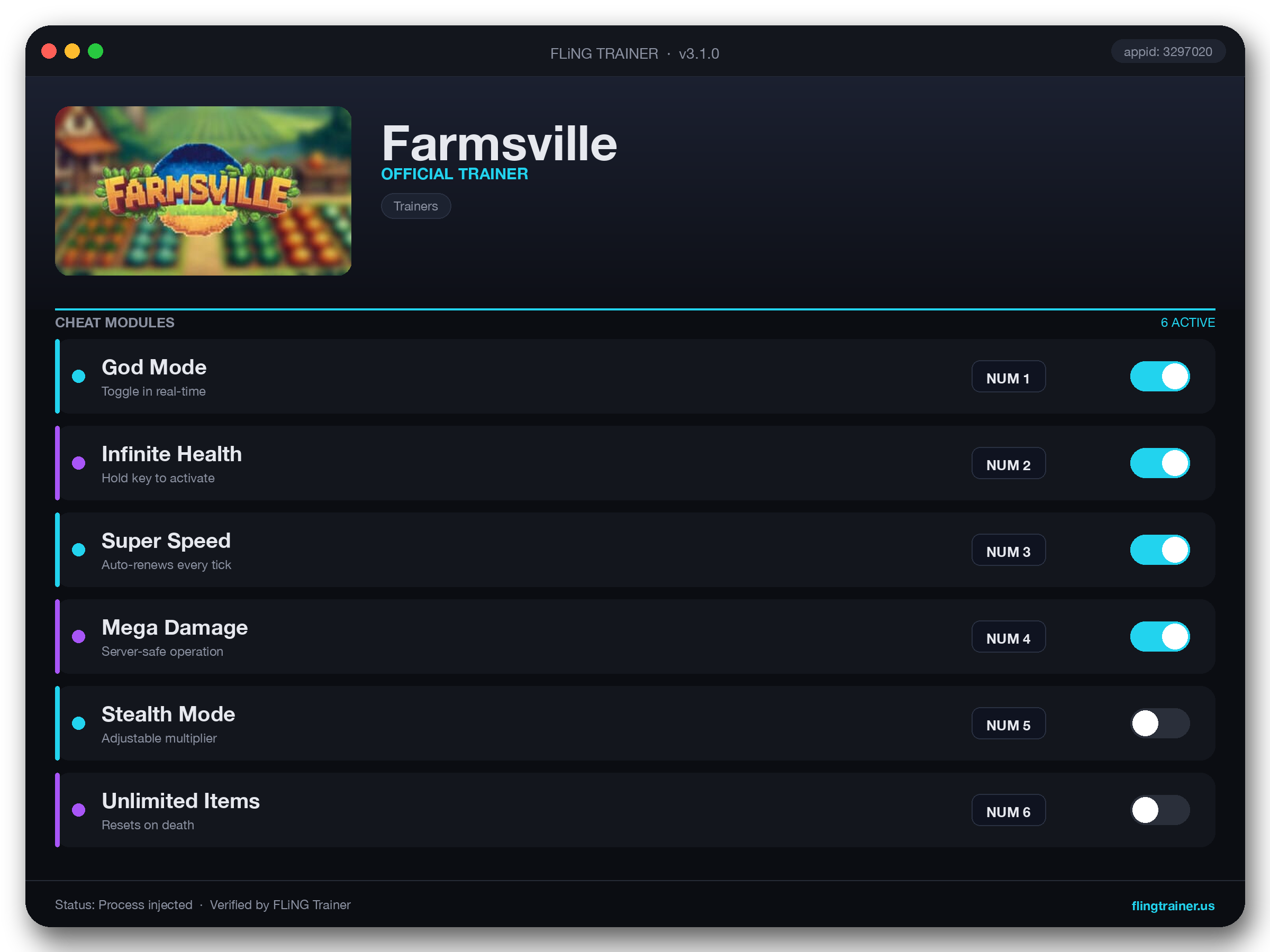 Farmsville Trainer interface