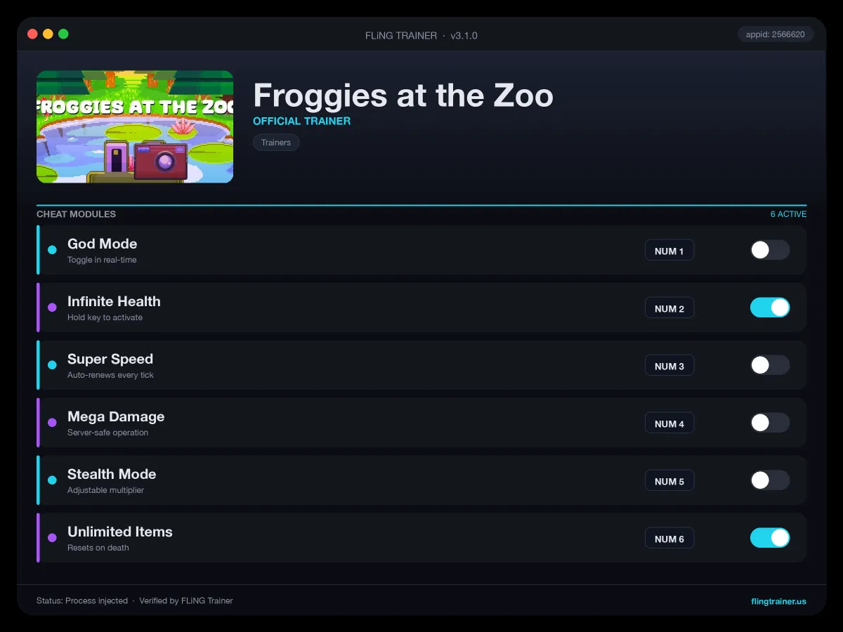 Froggies at the Zoo Trainer interface