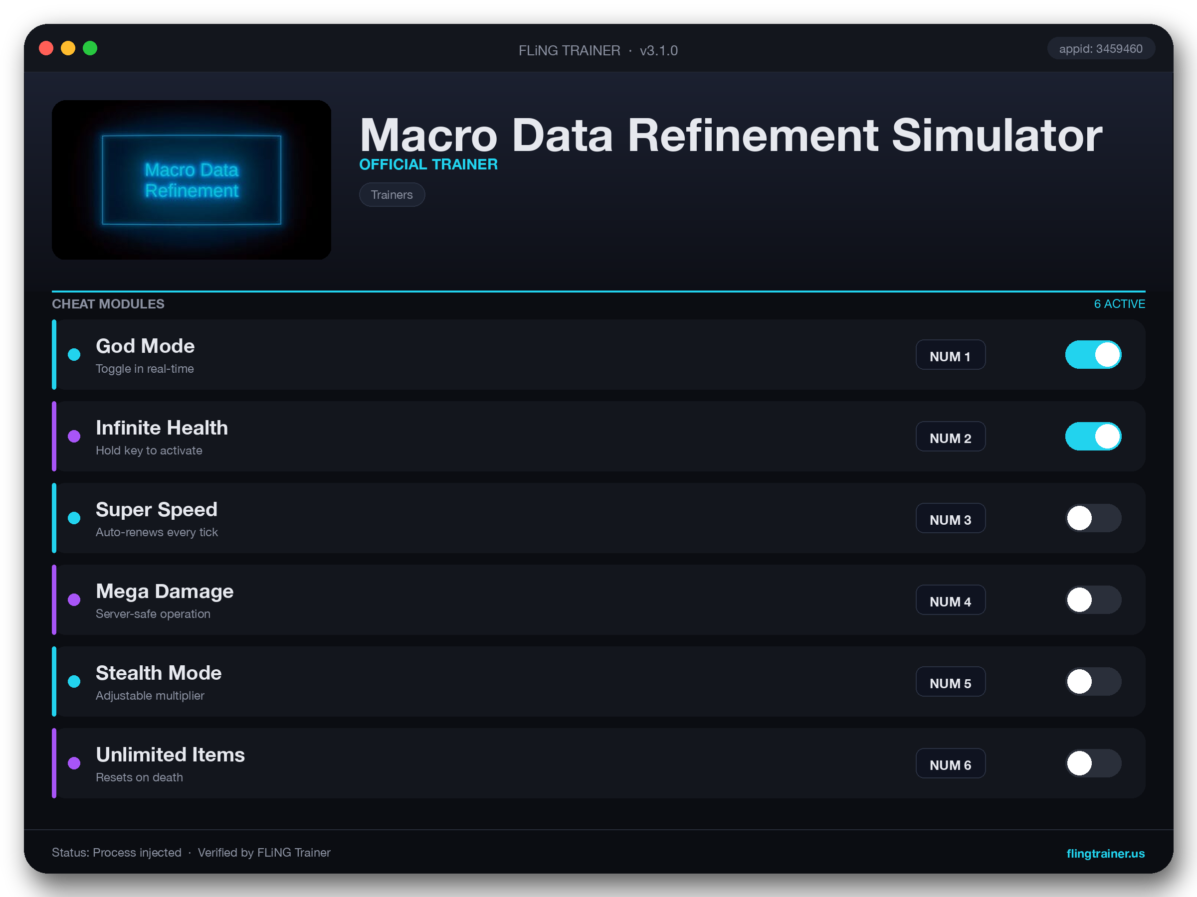 Macro Data Refinement Simulator Trainer interface
