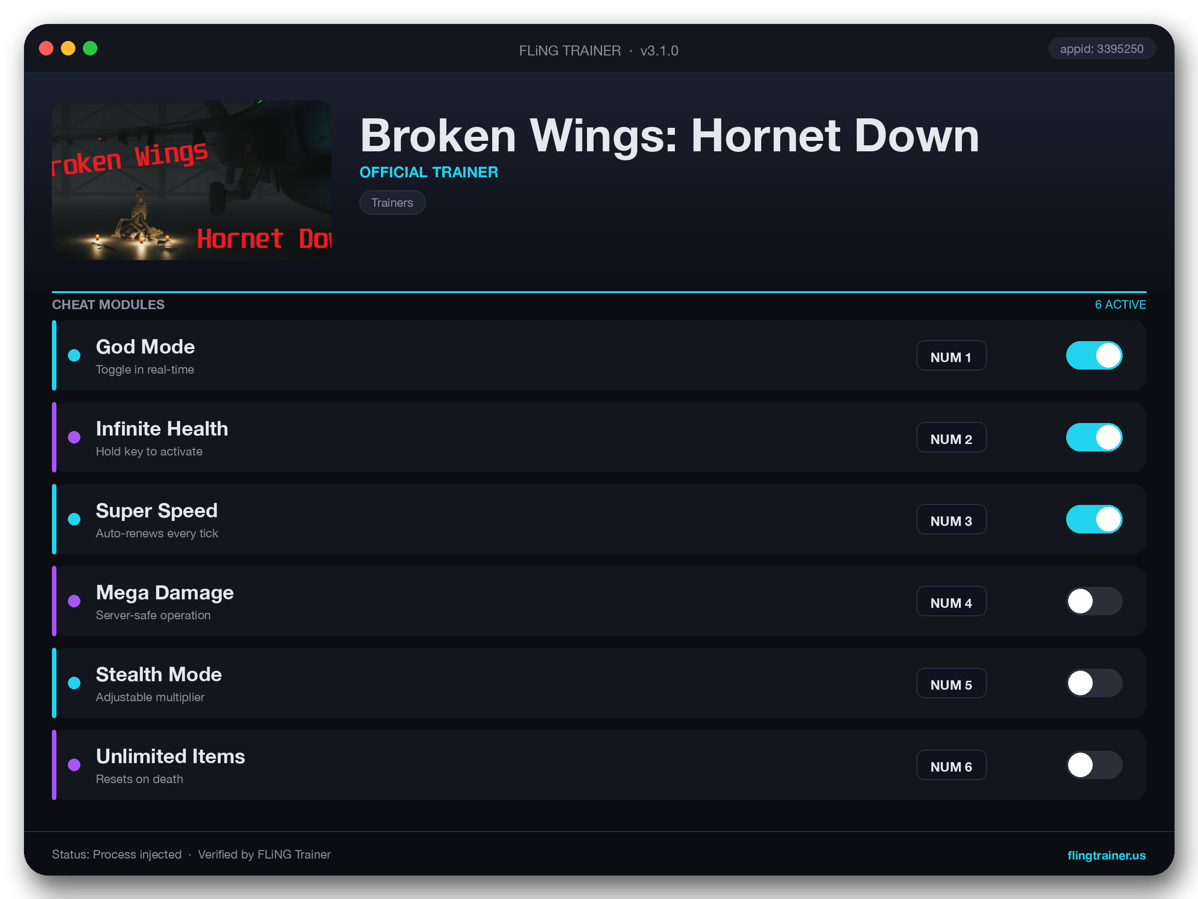 Broken Wings: Hornet Down Trainer interface