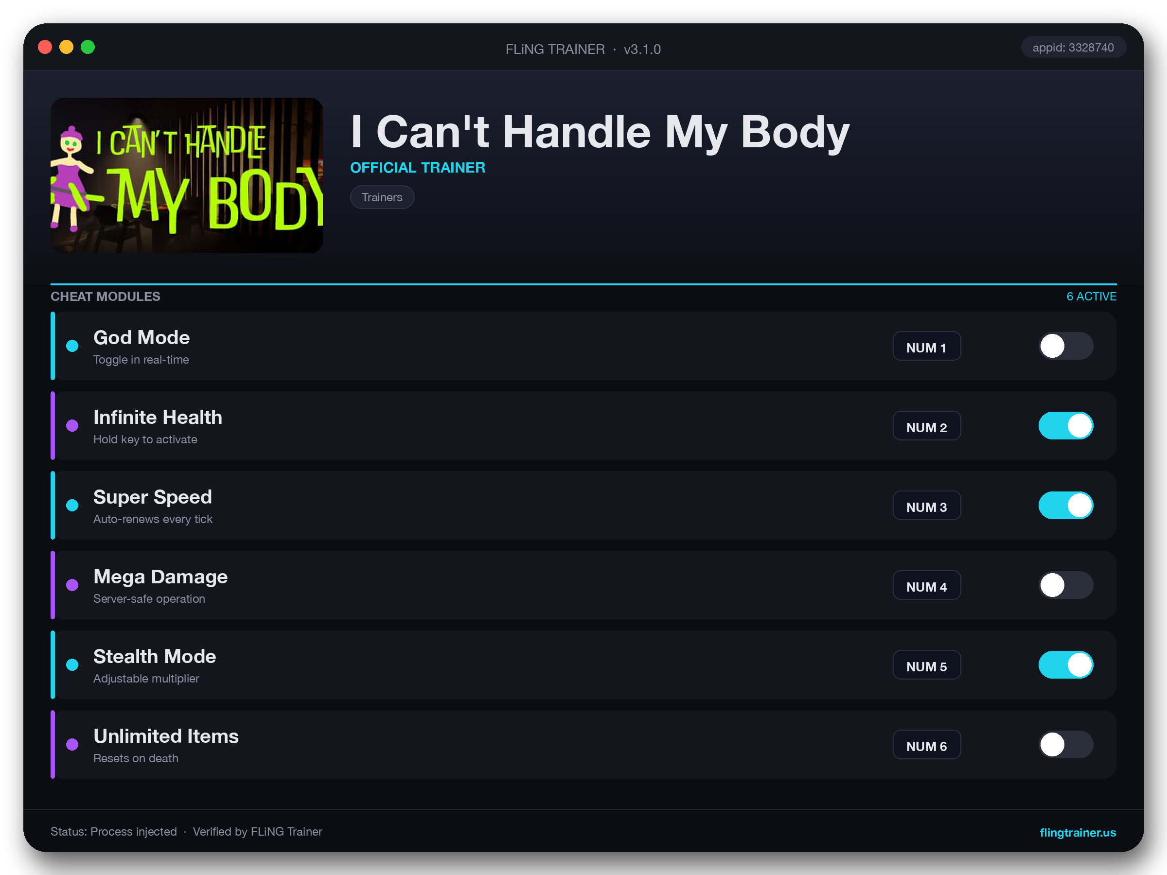 I Can't Handle My Body Trainer interface