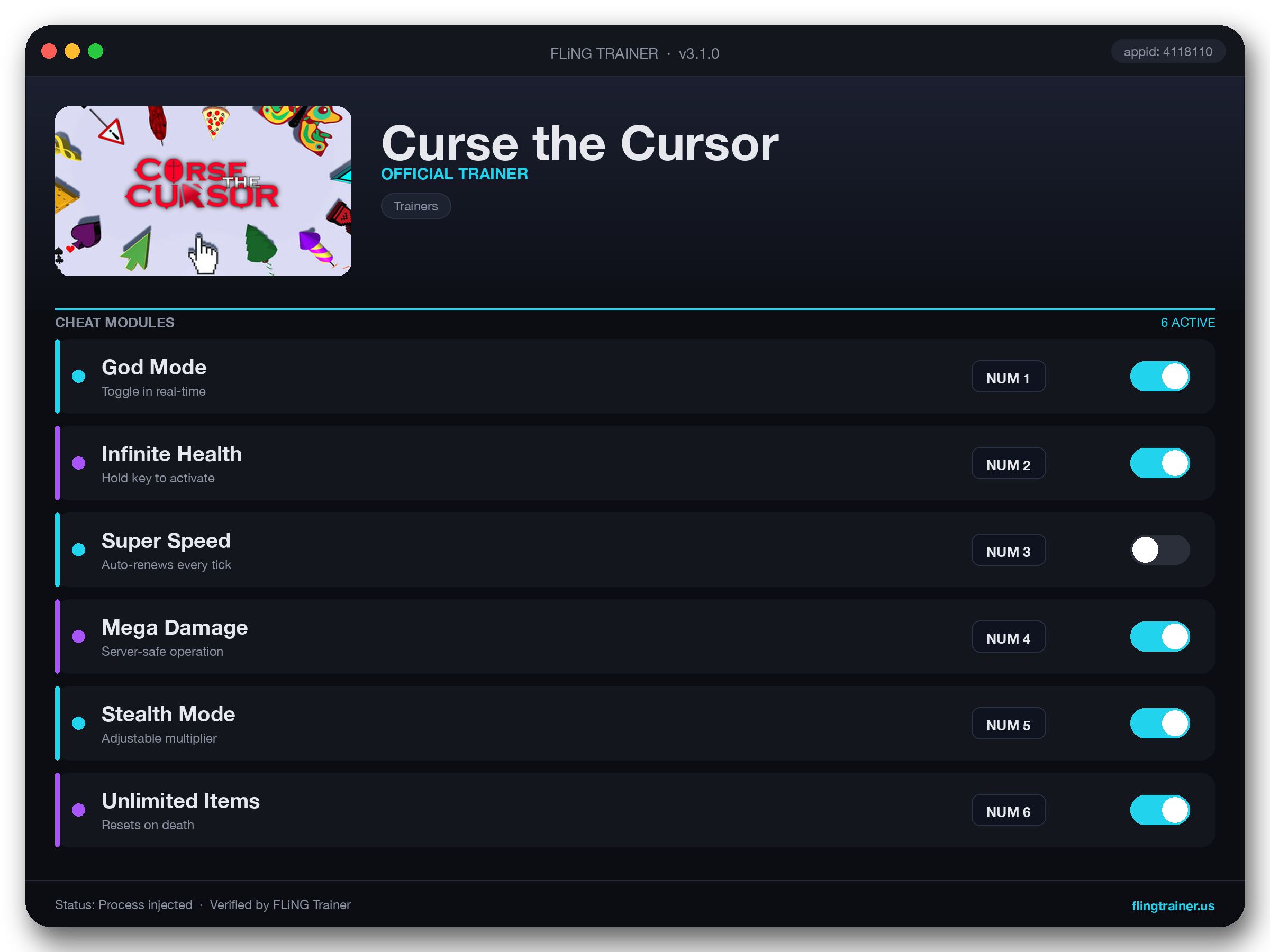 Curse the Cursor Trainer interface