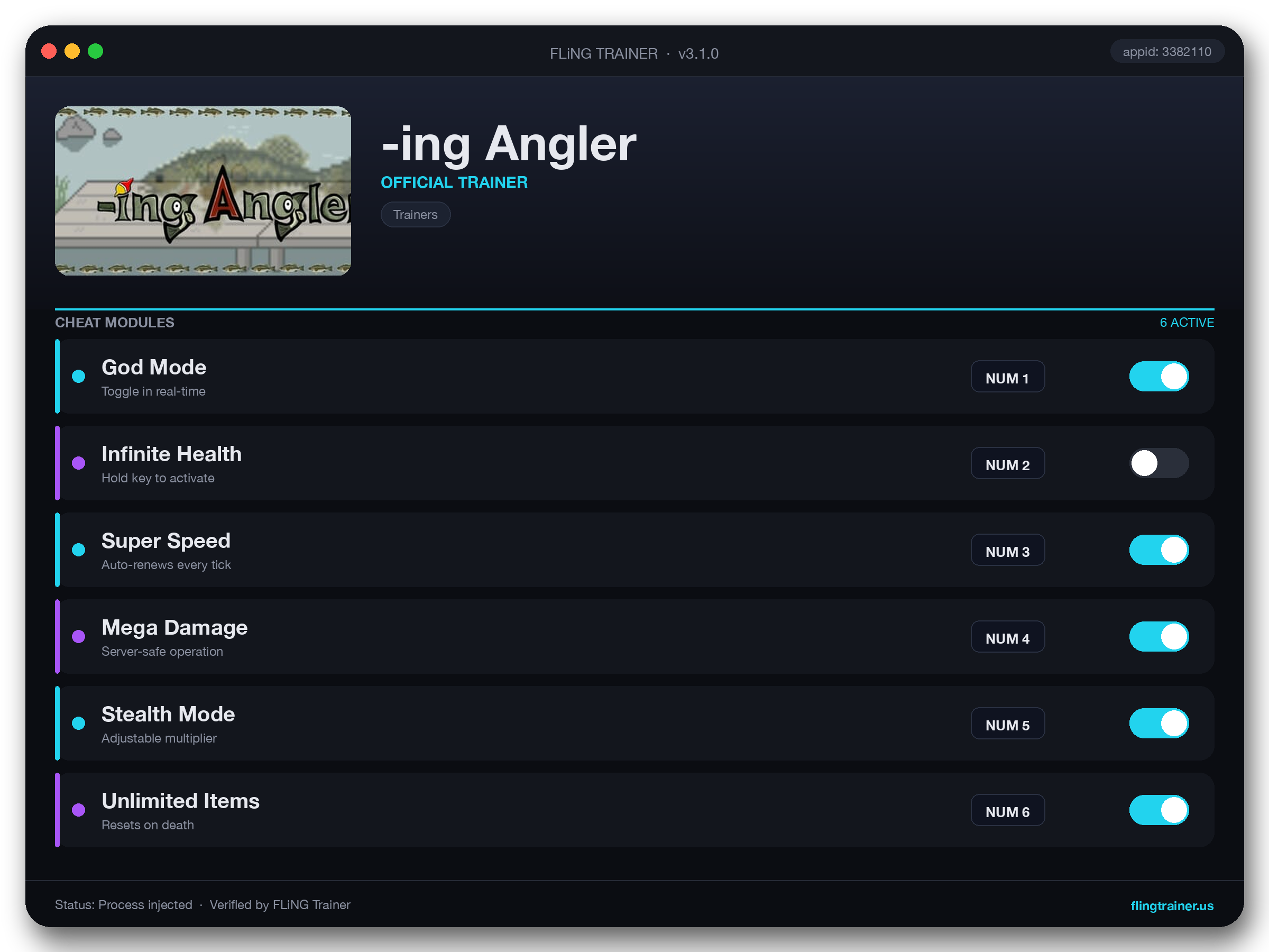 -ing Angler Trainer interface