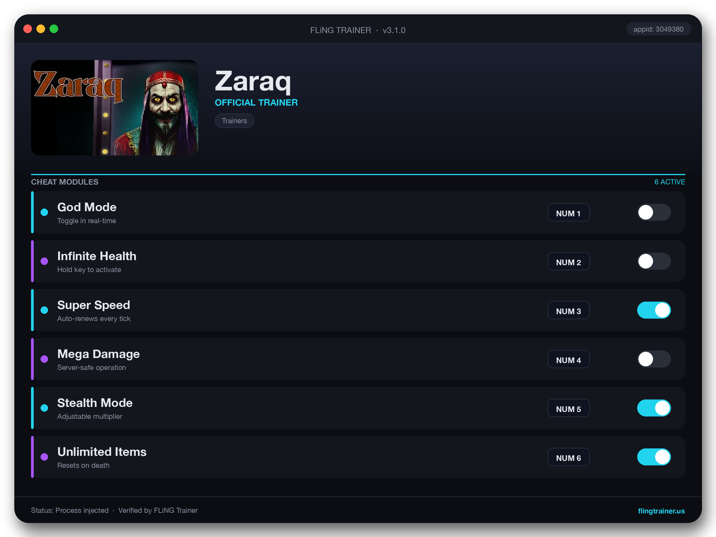 Zaraq Trainer interface