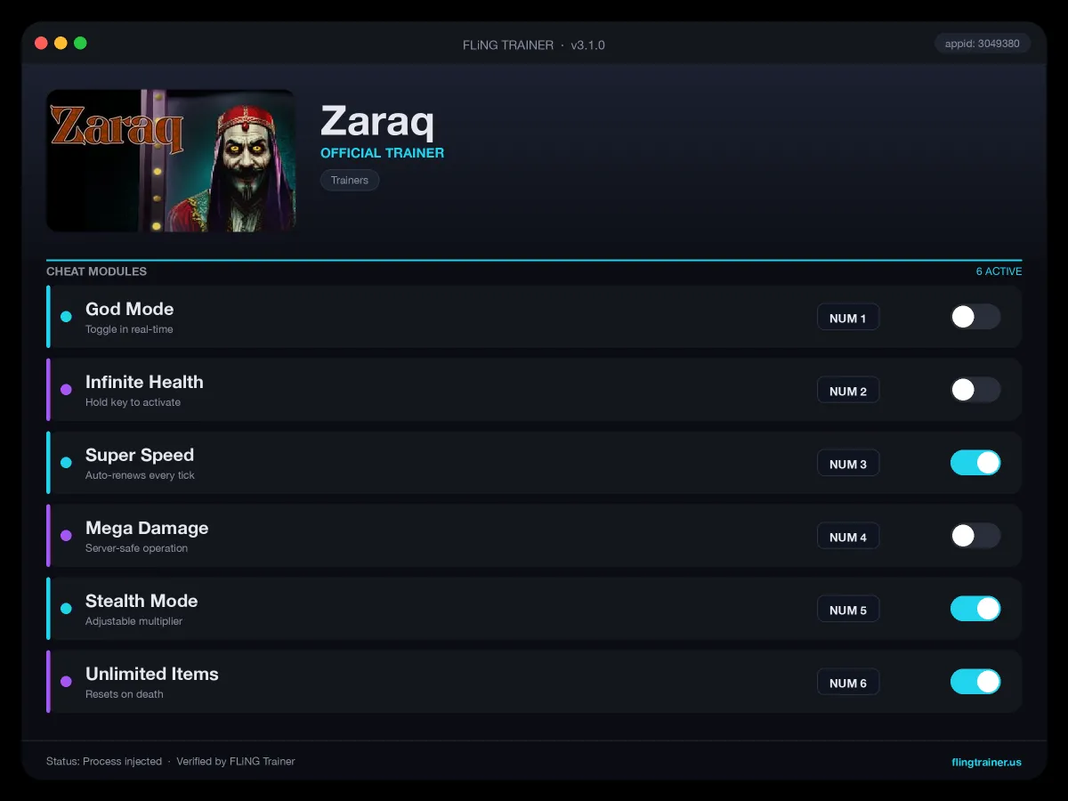 Zaraq Trainer interface
