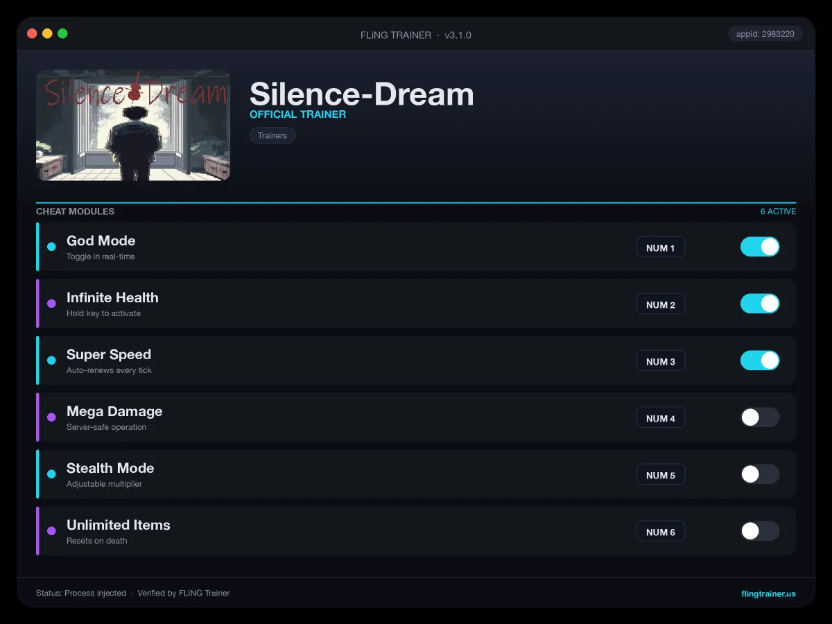 Silence-Dream Trainer interface