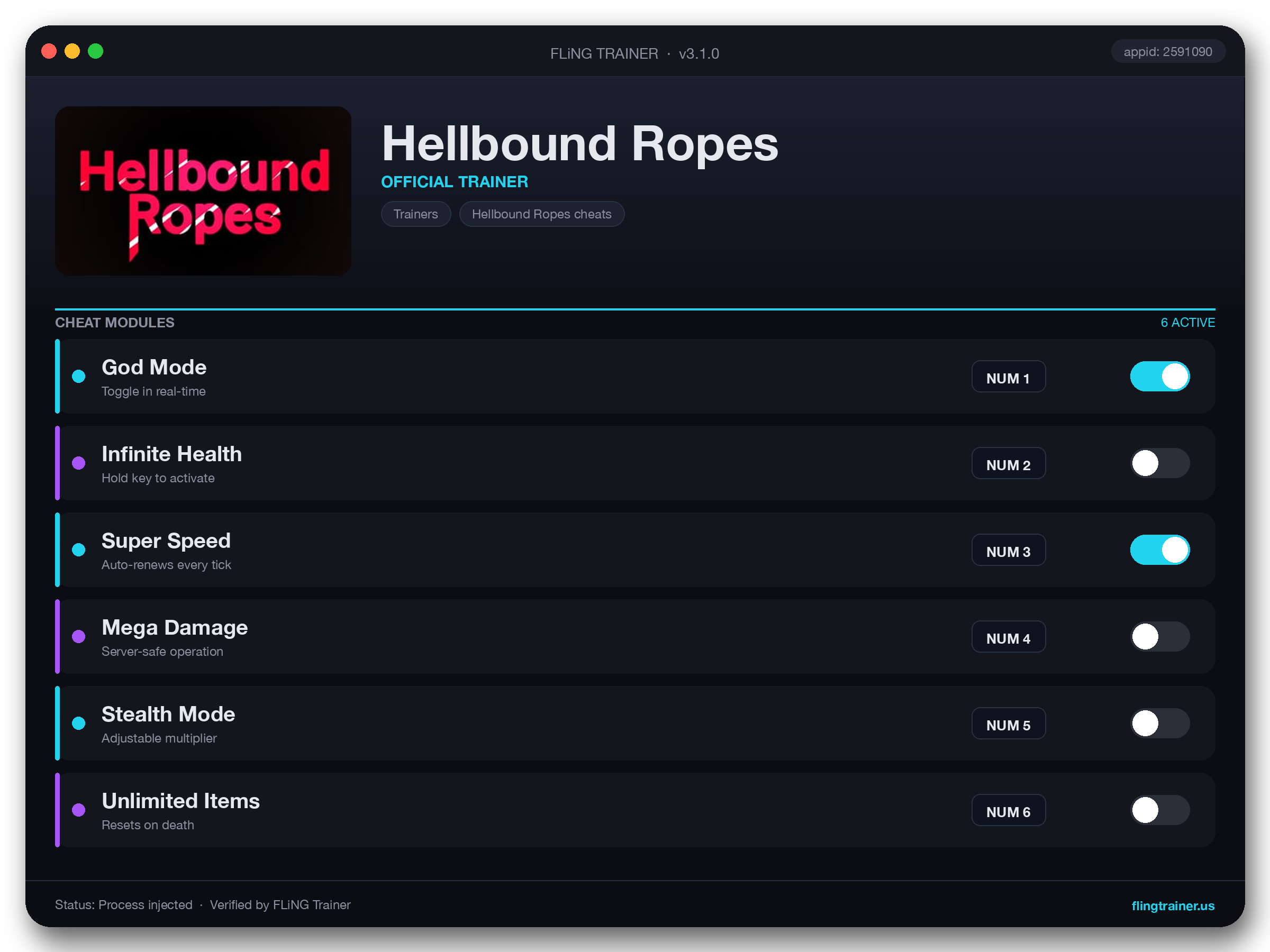 Hellbound Ropes Trainer interface