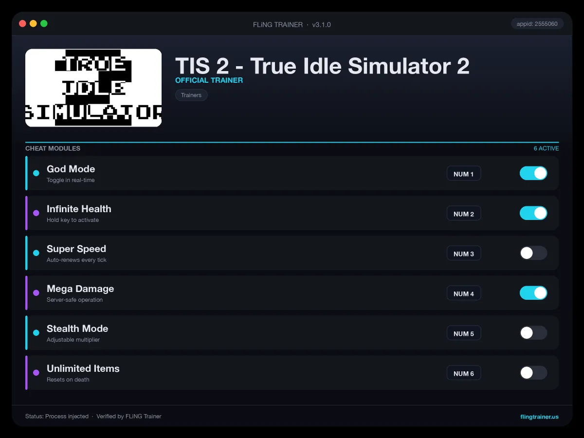 TIS 2 - True Idle Simulator 2 Trainer interface