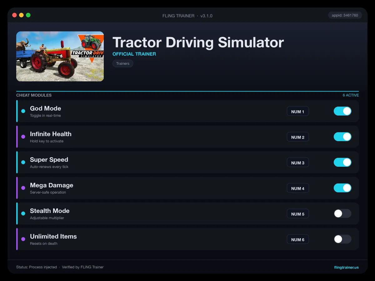 Tractor Driving Simulator Trainer interface