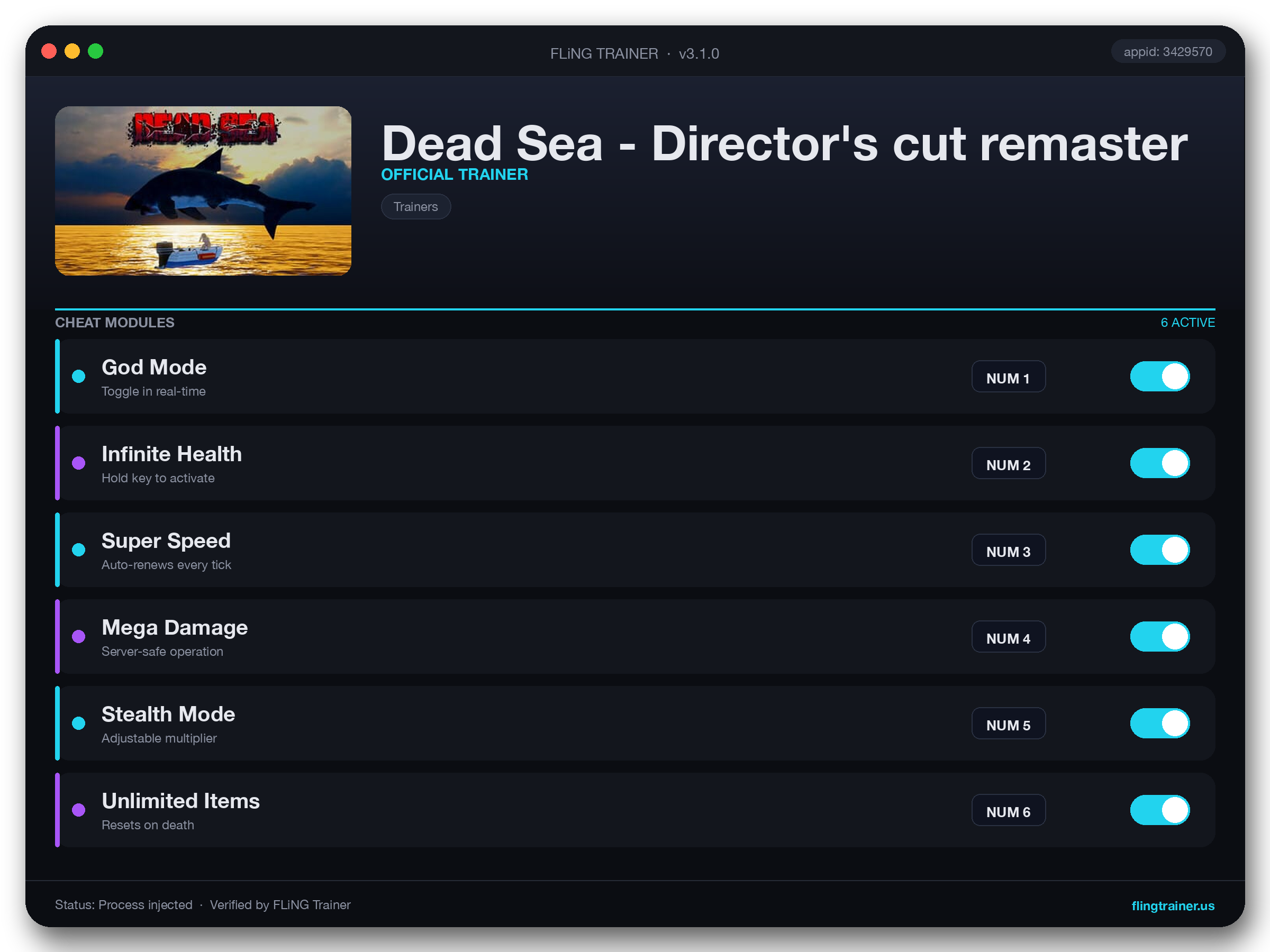 Dead Sea - Director's cut remaster Trainer interface