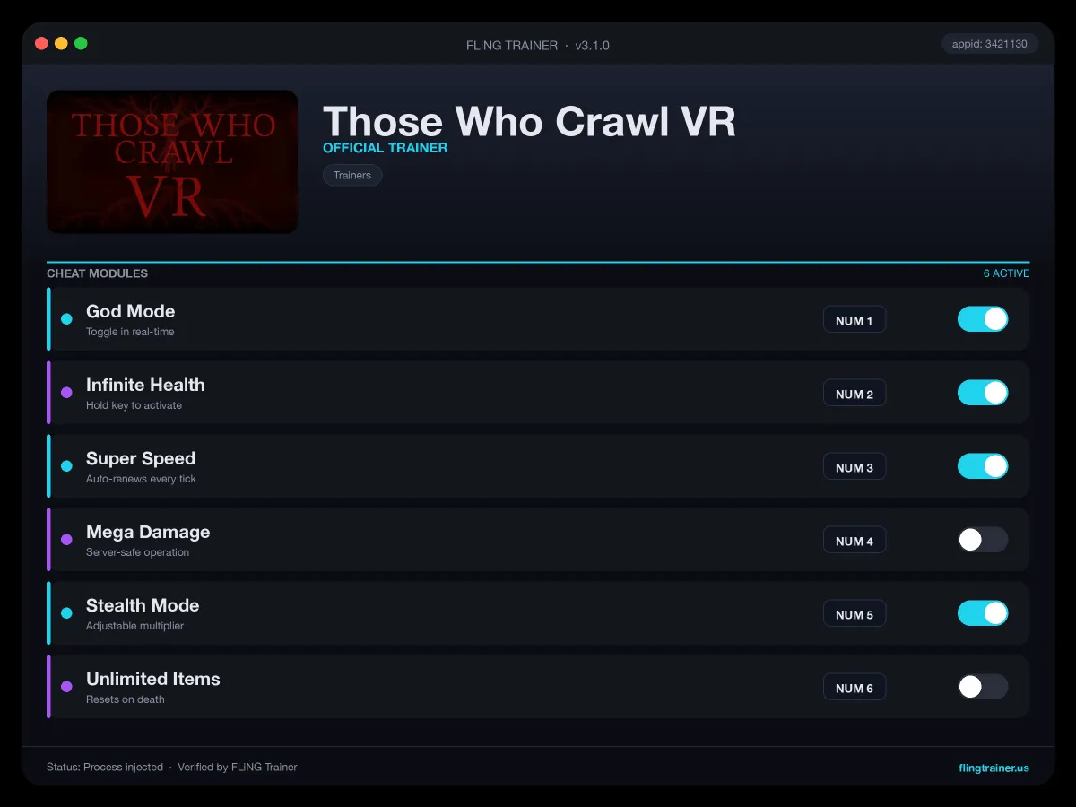 Those Who Crawl VR Trainer interface