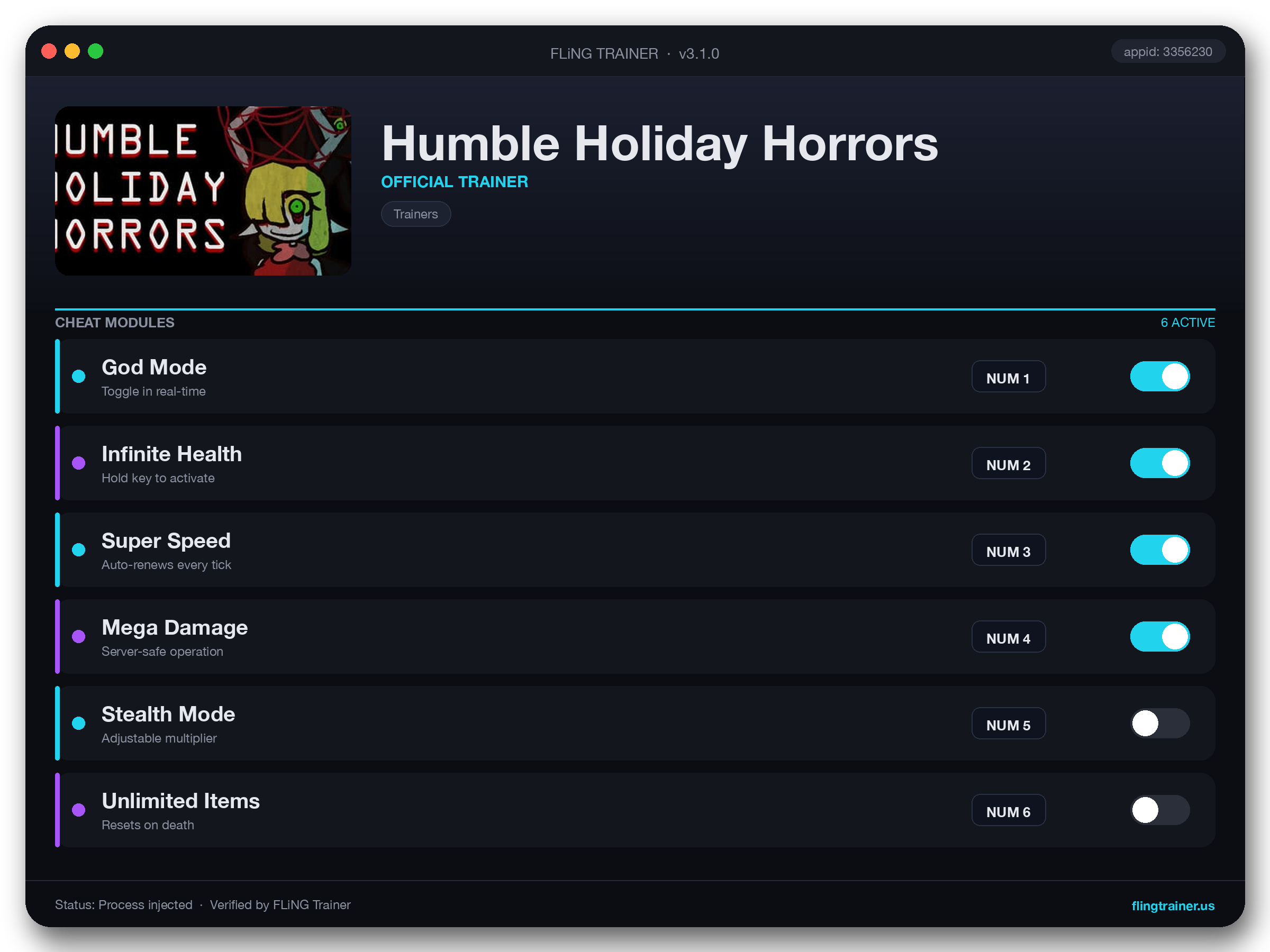 Humble Holiday Horrors Trainer interface