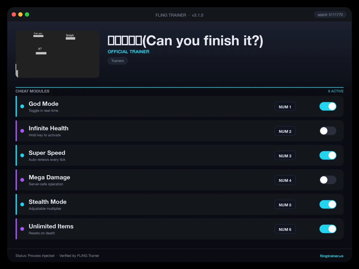 通不了关吧(Can you finish it?) Trainer interface