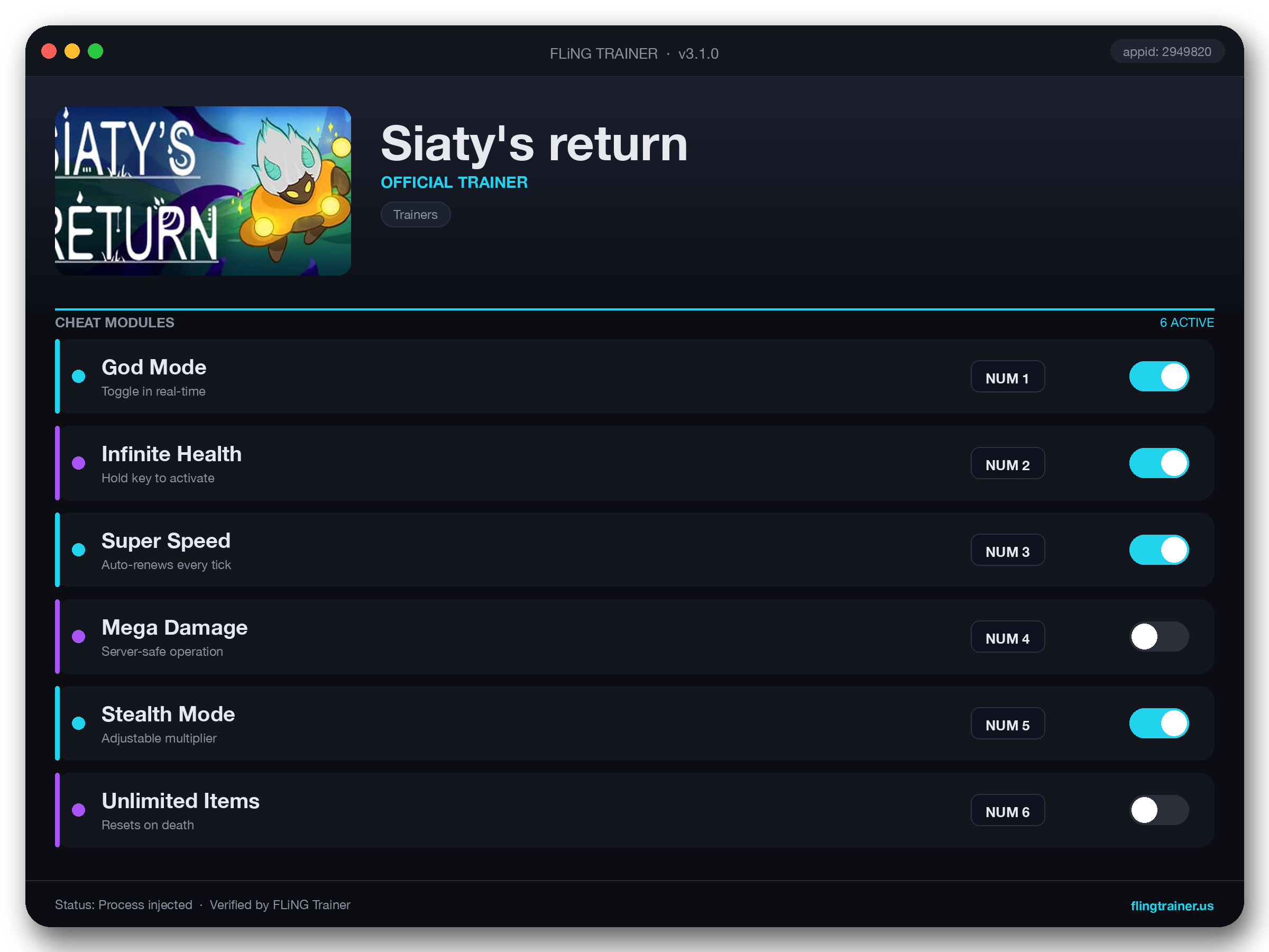 Siaty's return Trainer interface