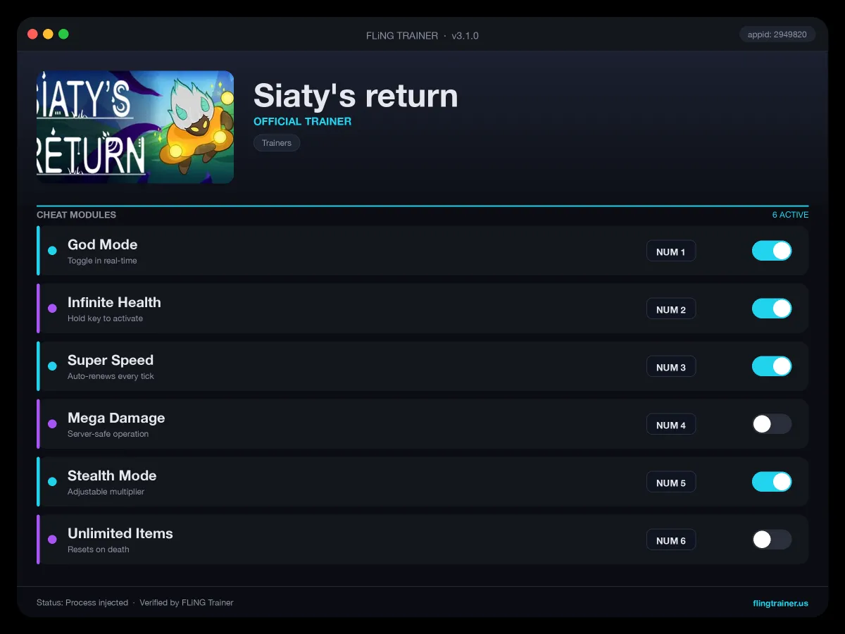 Siaty's return Trainer interface
