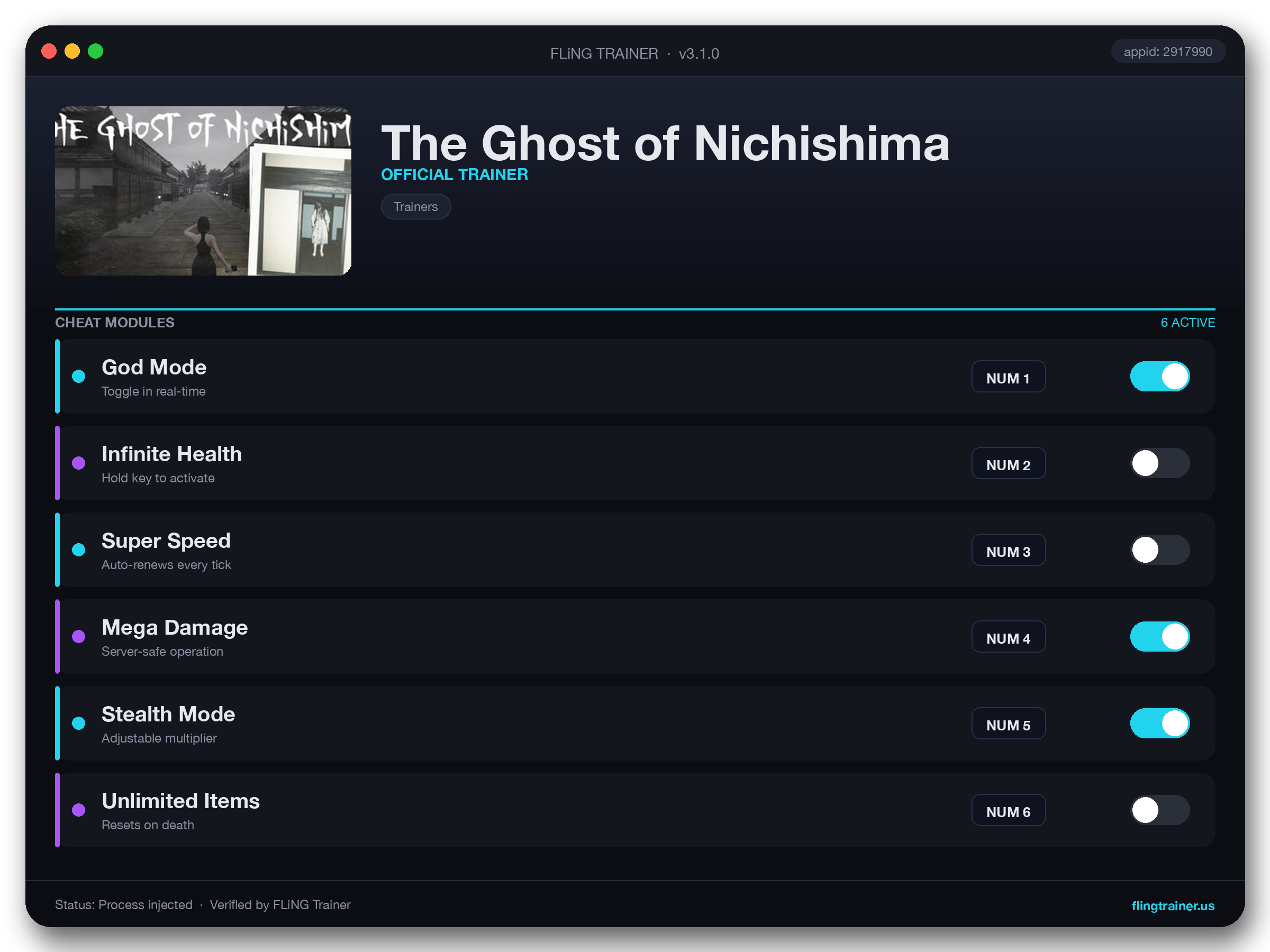 The Ghost of Nichishima Trainer interface