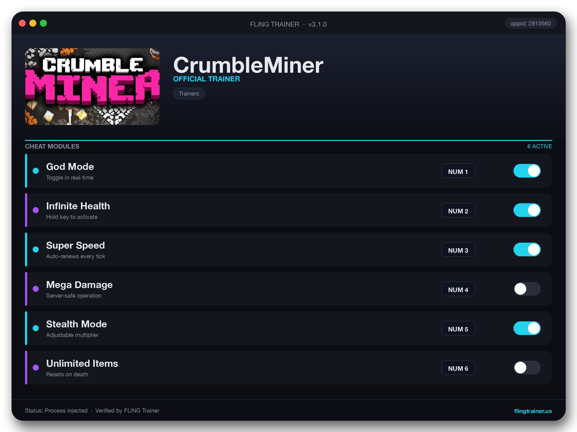 CrumbleMiner Trainer interface
