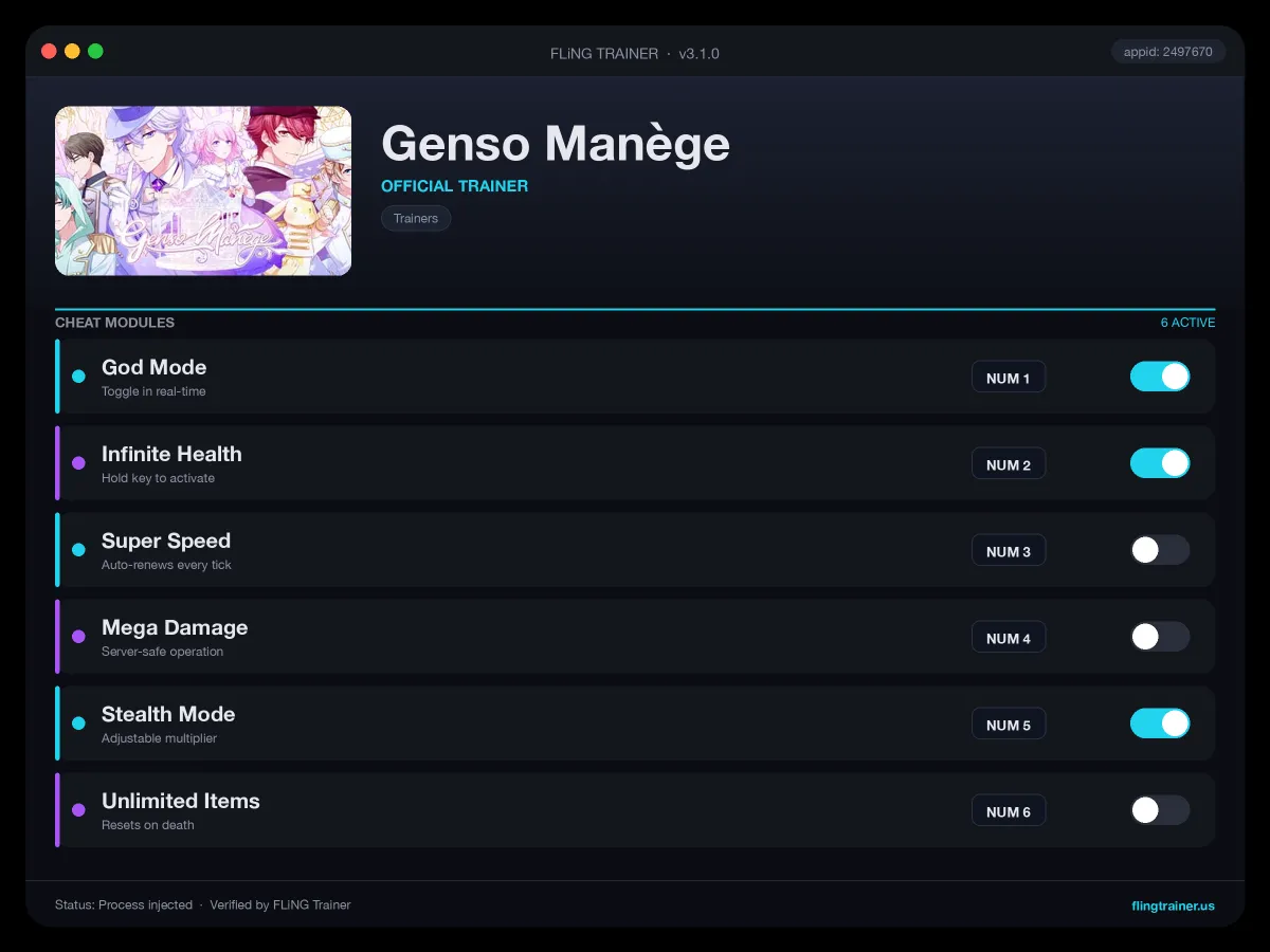 Genso Manège Trainer interface
