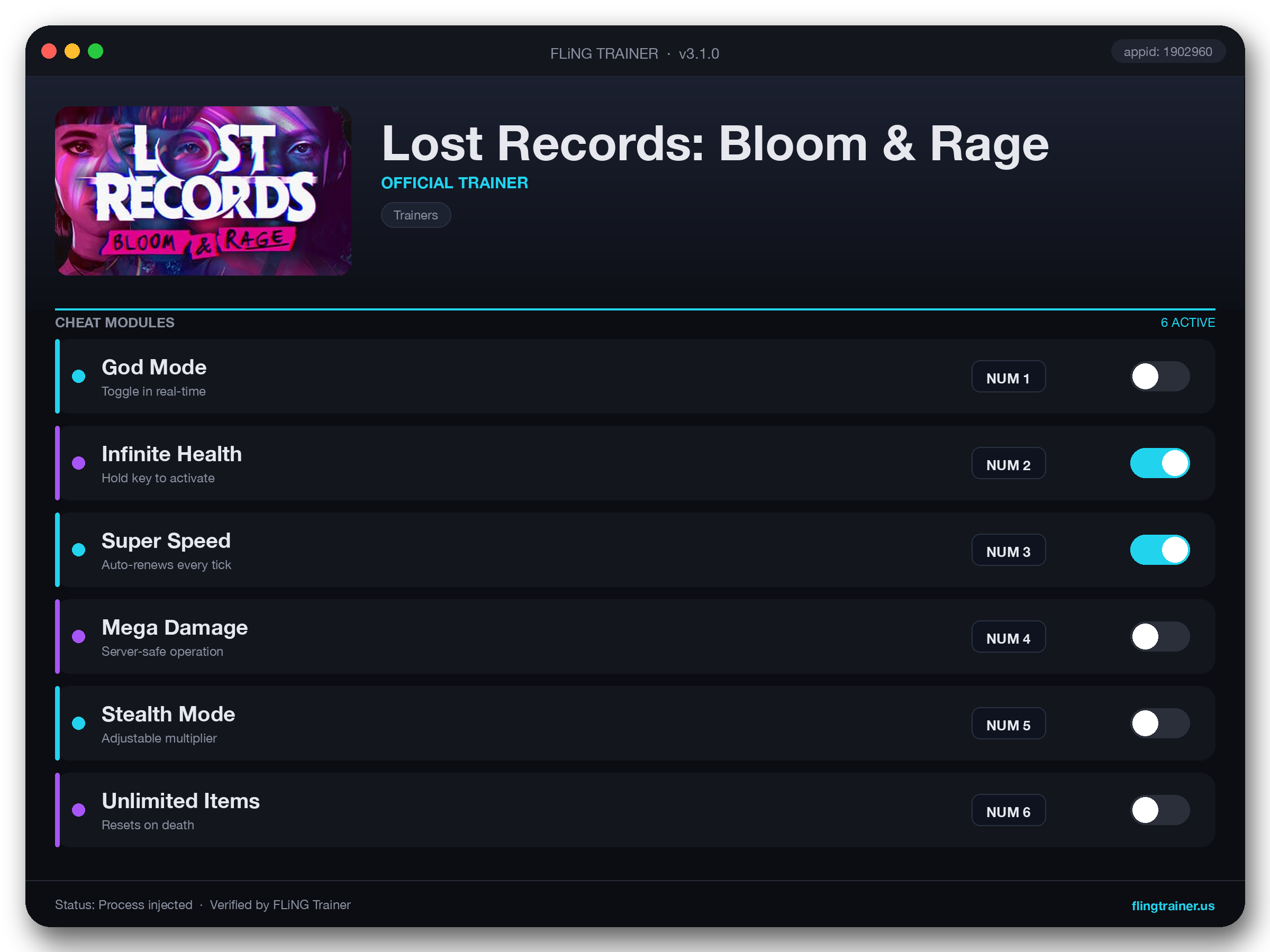 Lost Records: Bloom & Rage Trainer interface