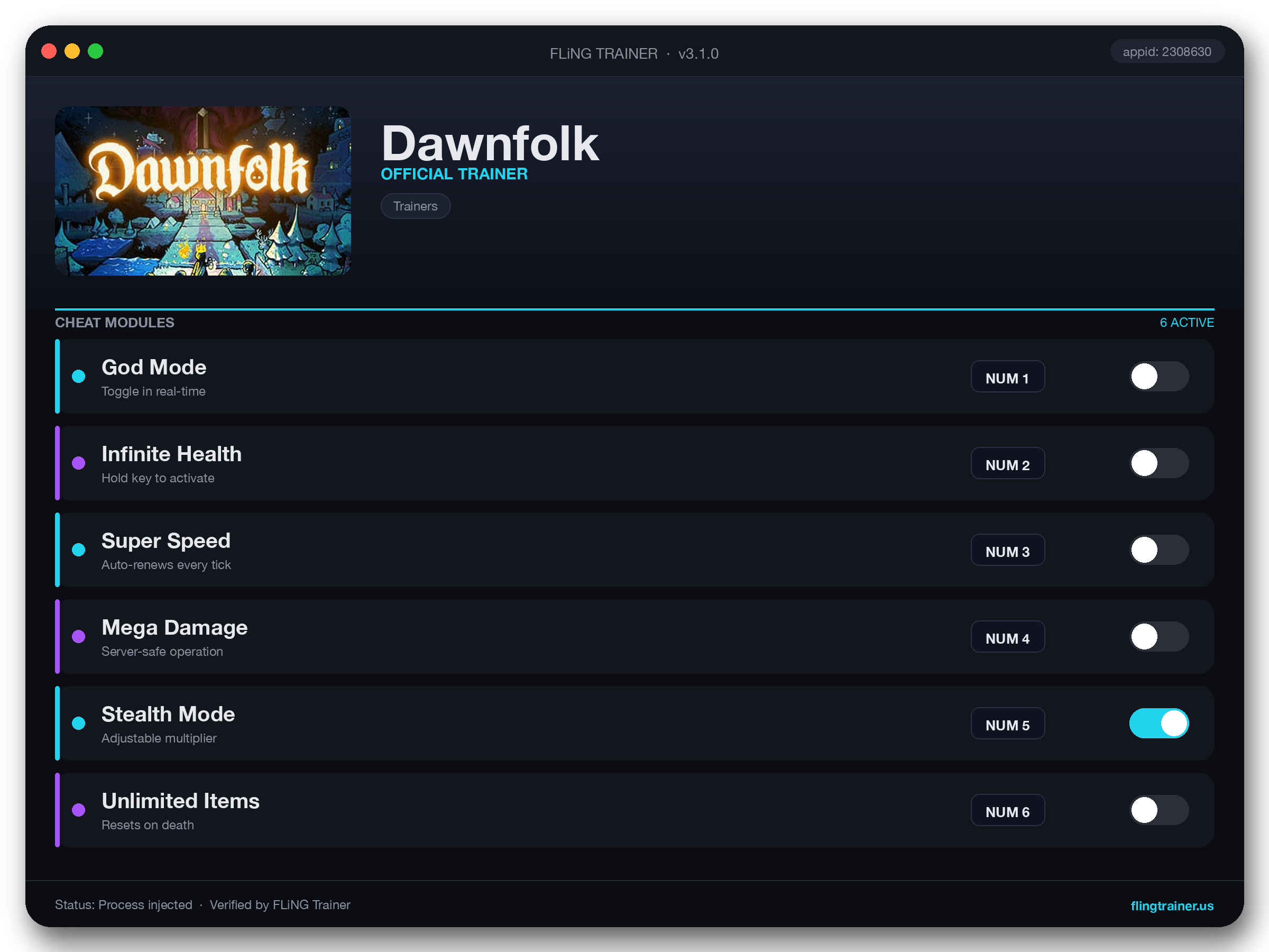 Dawnfolk Trainer interface