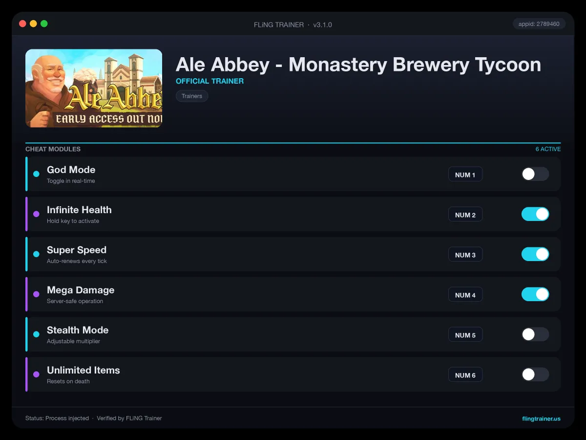 Ale Abbey - Monastery Brewery Tycoon Trainer interface