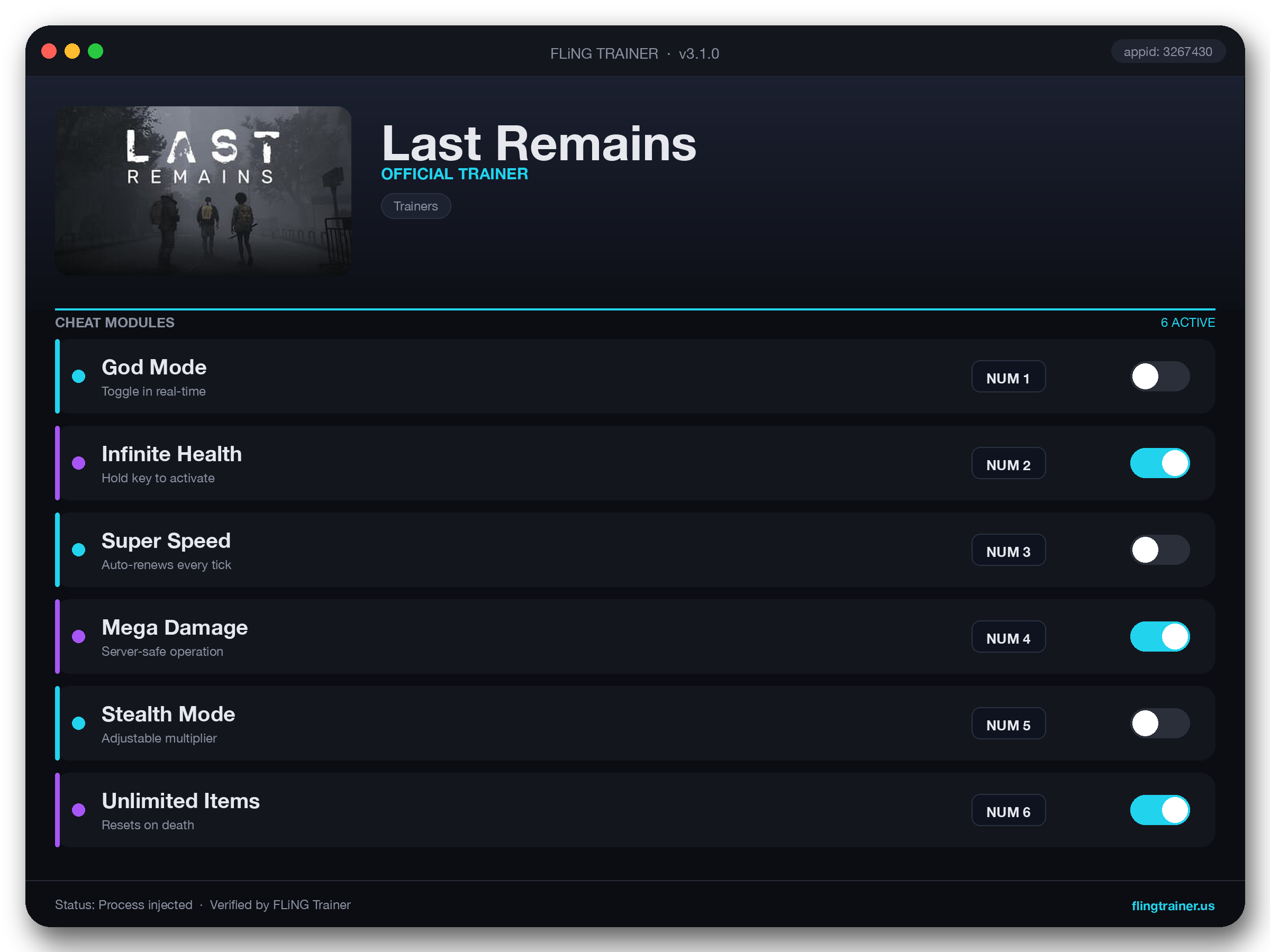Last Remains Trainer interface