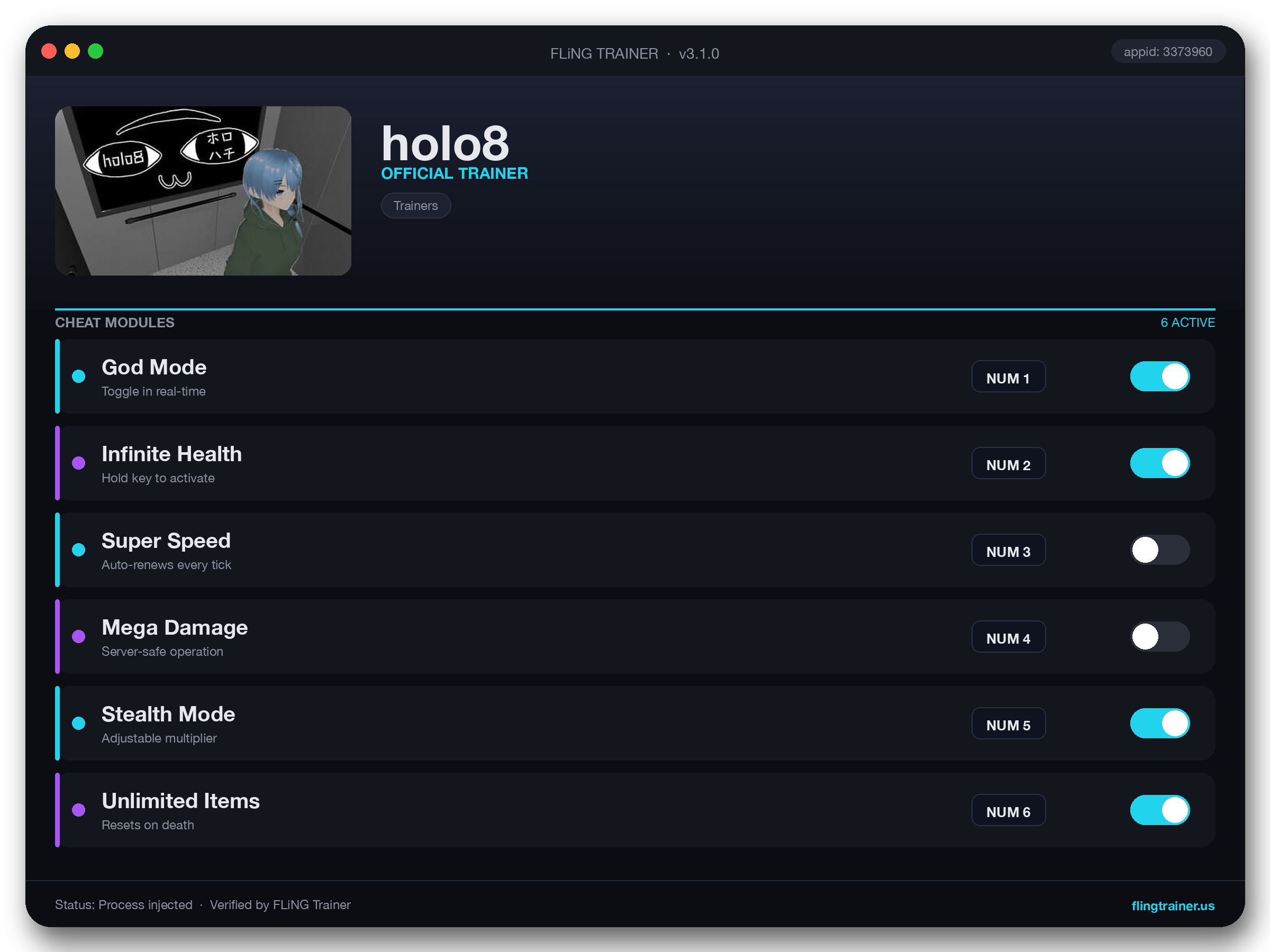 holo8 Trainer interface