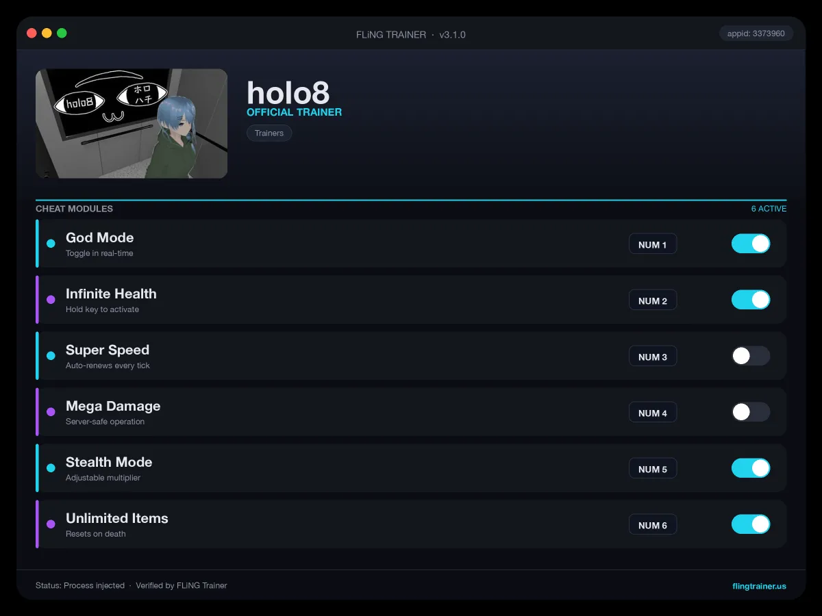 holo8 Trainer interface