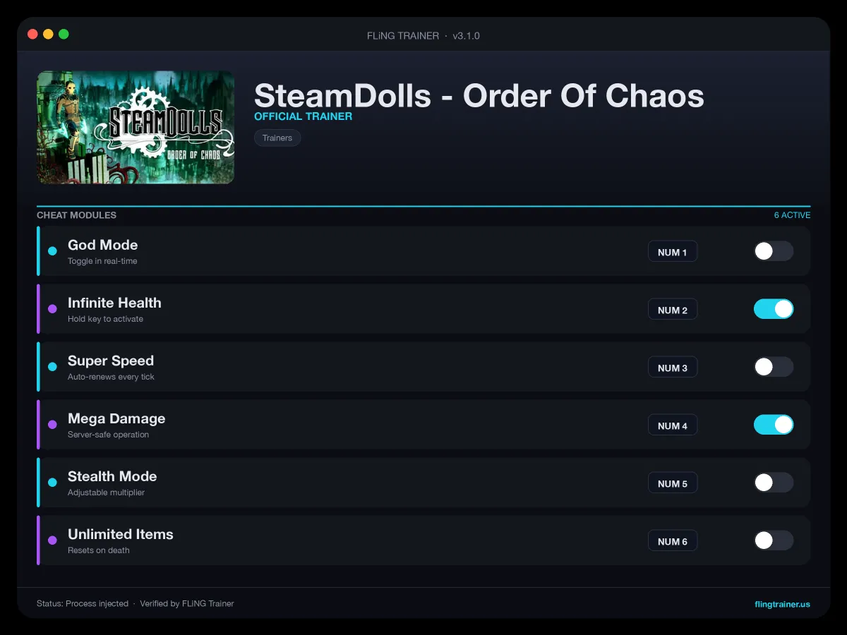 SteamDolls - Order Of Chaos Trainer interface