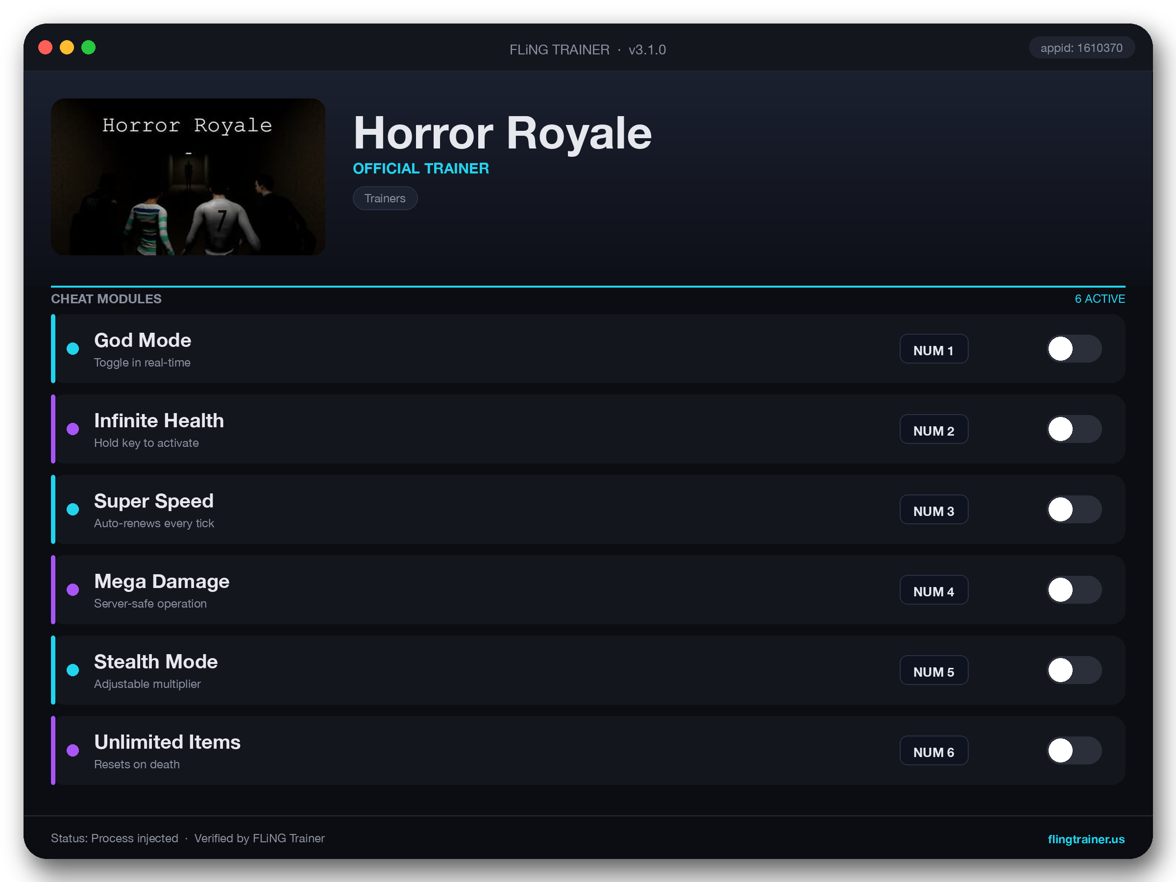 Horror Royale Trainer interface