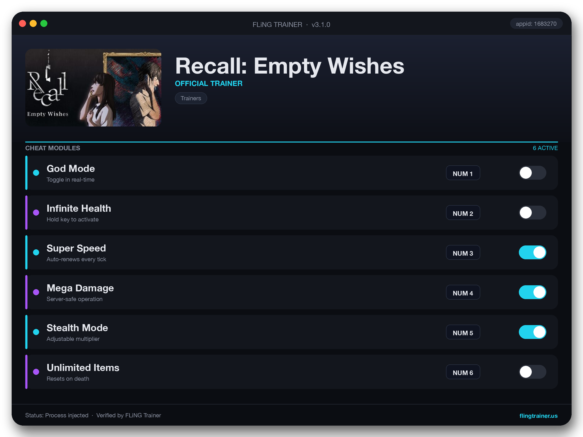 Recall: Empty Wishes Trainer interface