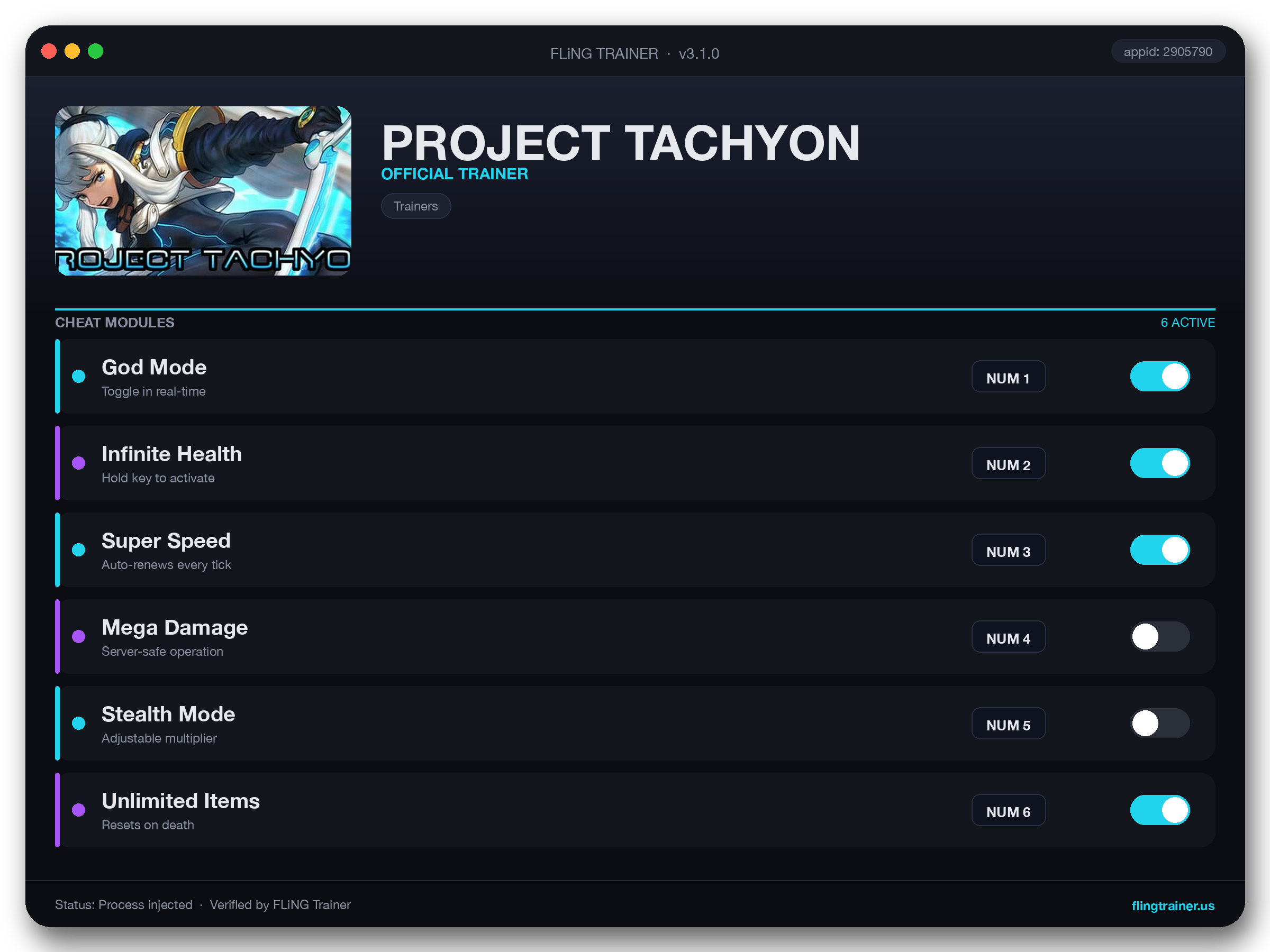 PROJECT TACHYON Trainer interface