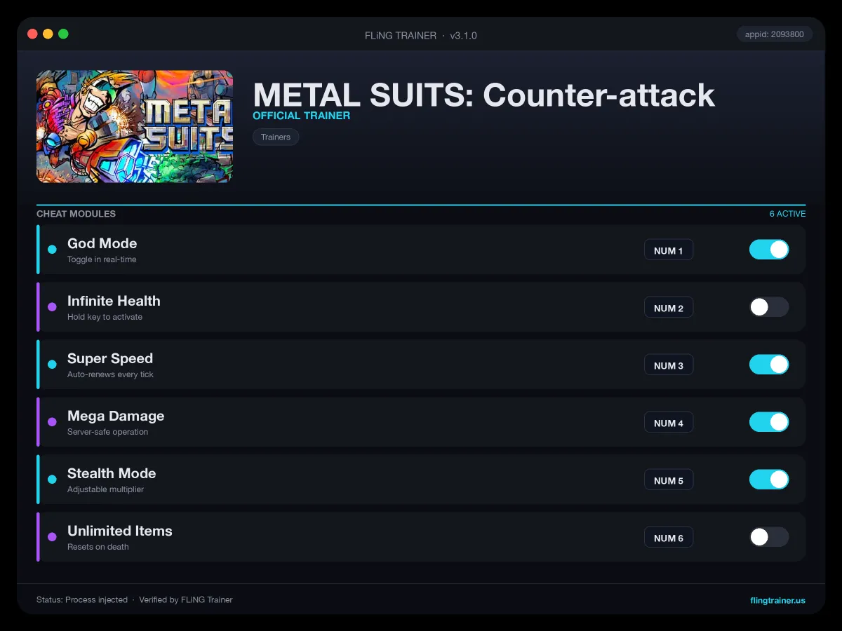 METAL SUITS: Counter-attack Trainer interface