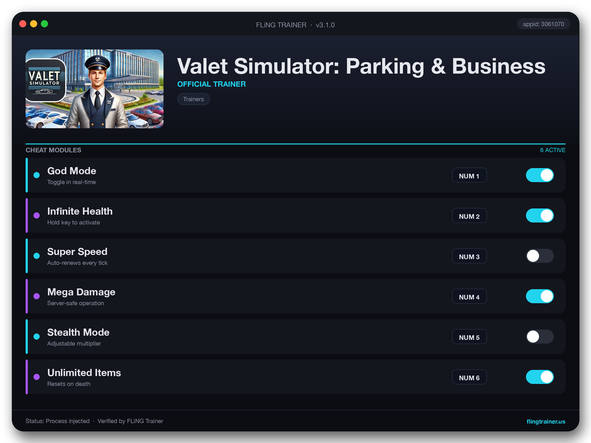 Valet Simulator: Parking & Business Trainer interface