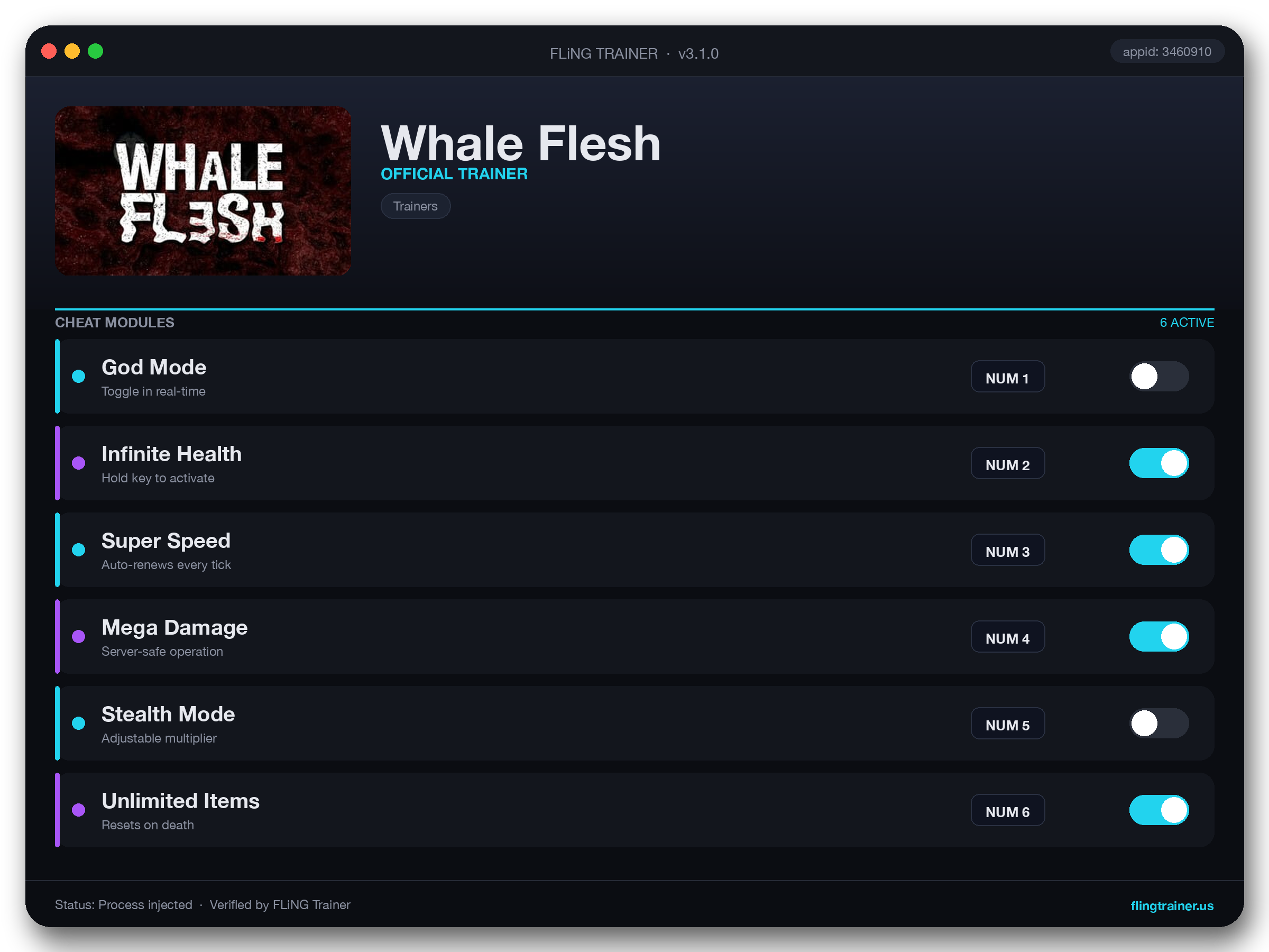 Whale Flesh Trainer interface