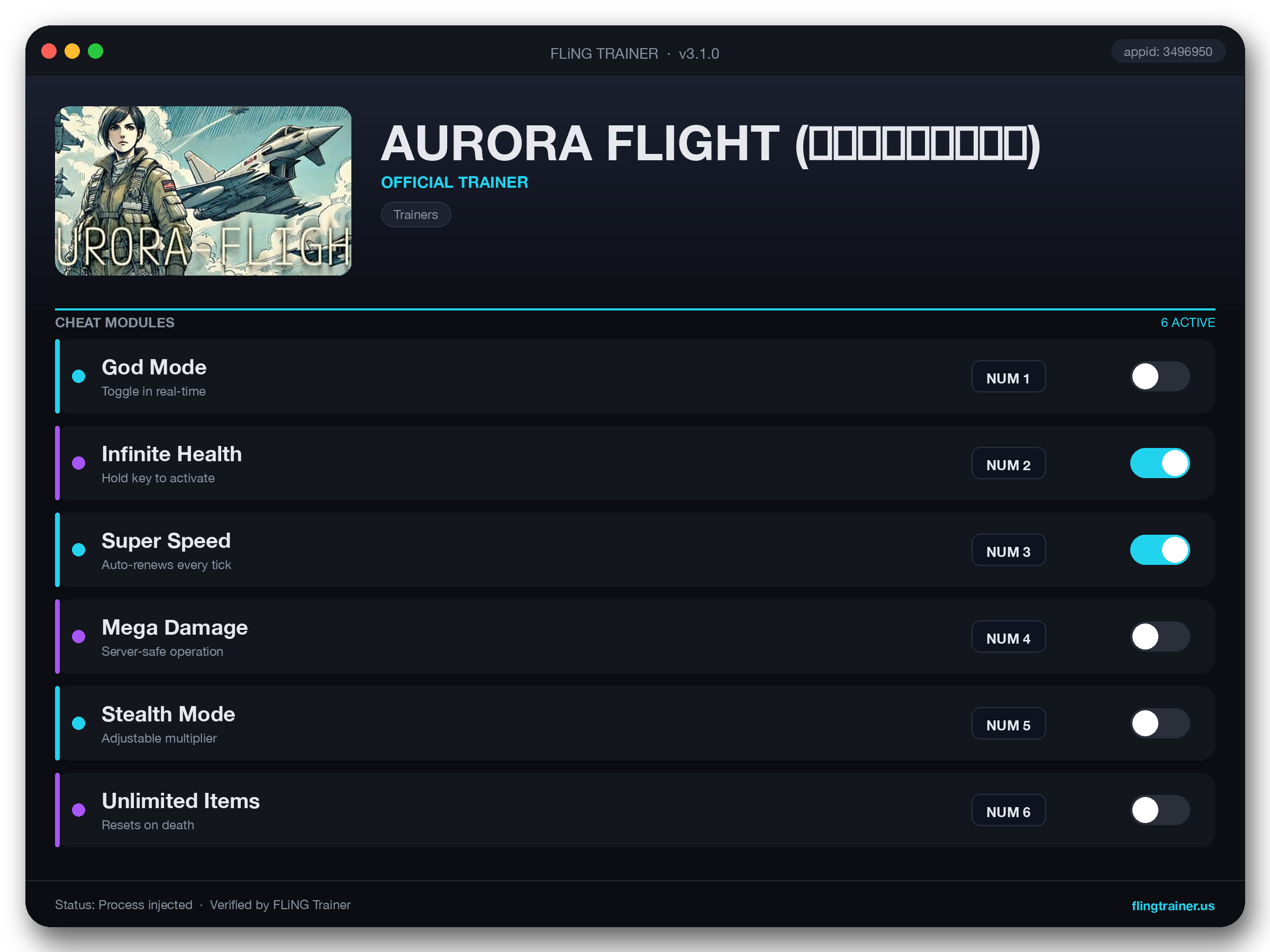 AURORA FLIGHT (オーロラ・フライト) Trainer interface