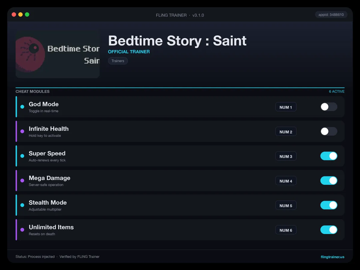 Bedtime Story : Saint Trainer interface