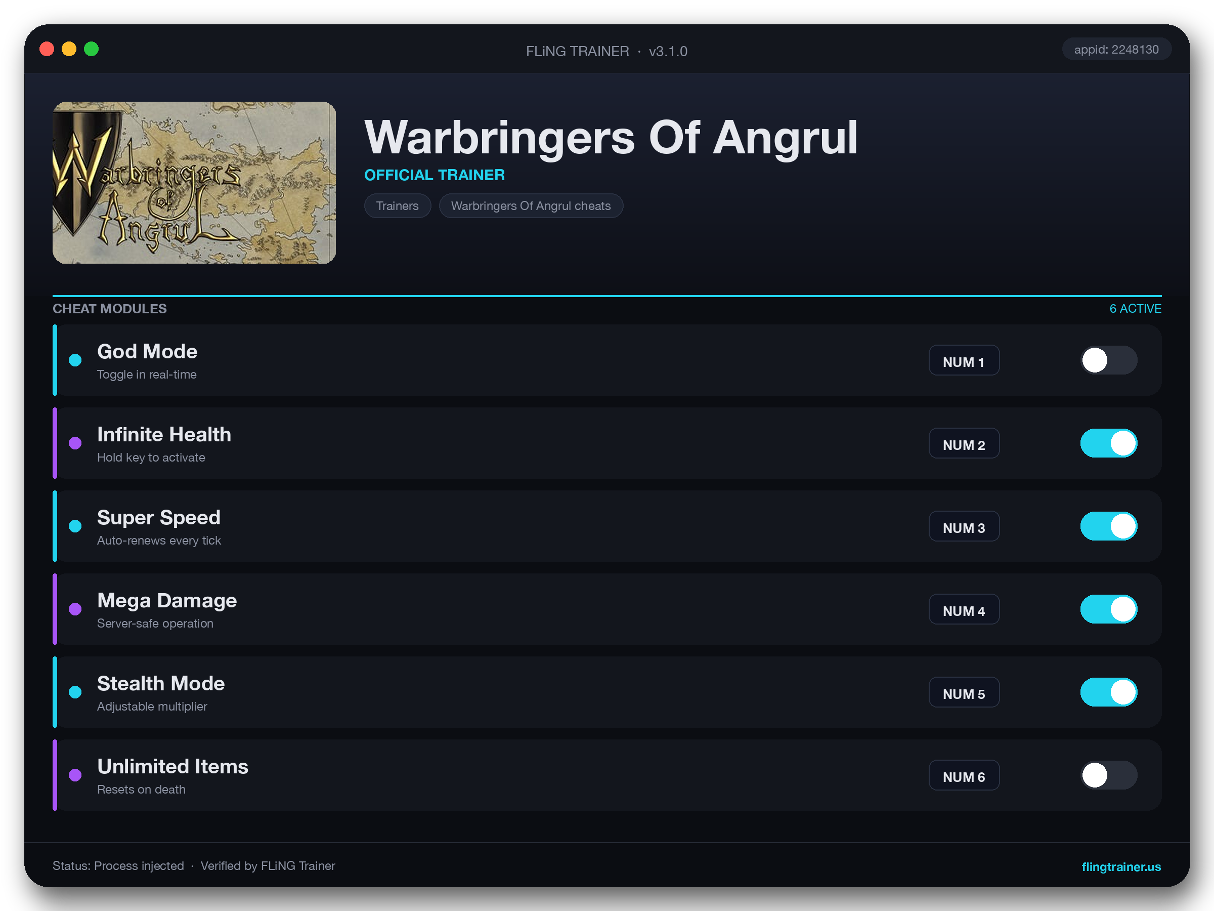 Warbringers Of Angrul Trainer interface