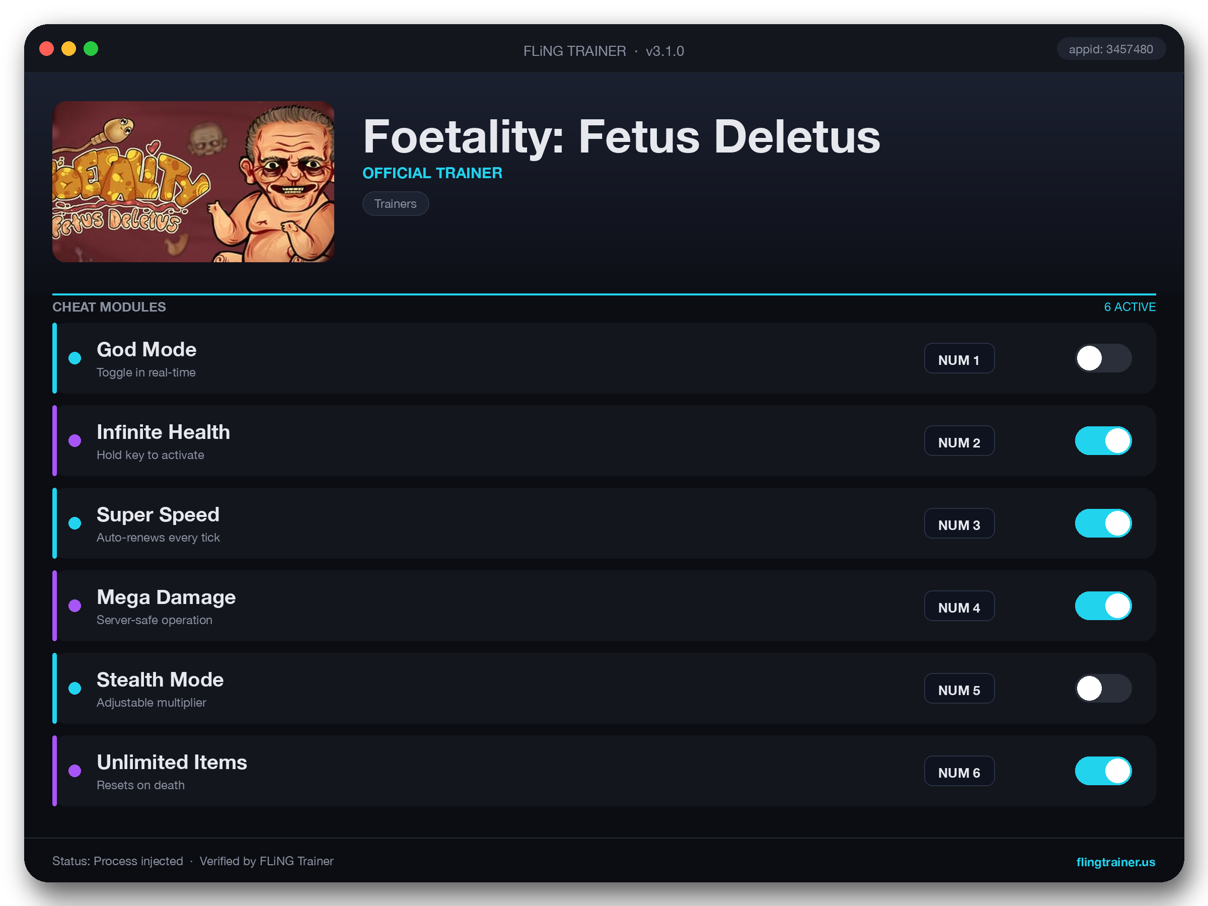 Foetality: Fetus Deletus Trainer interface