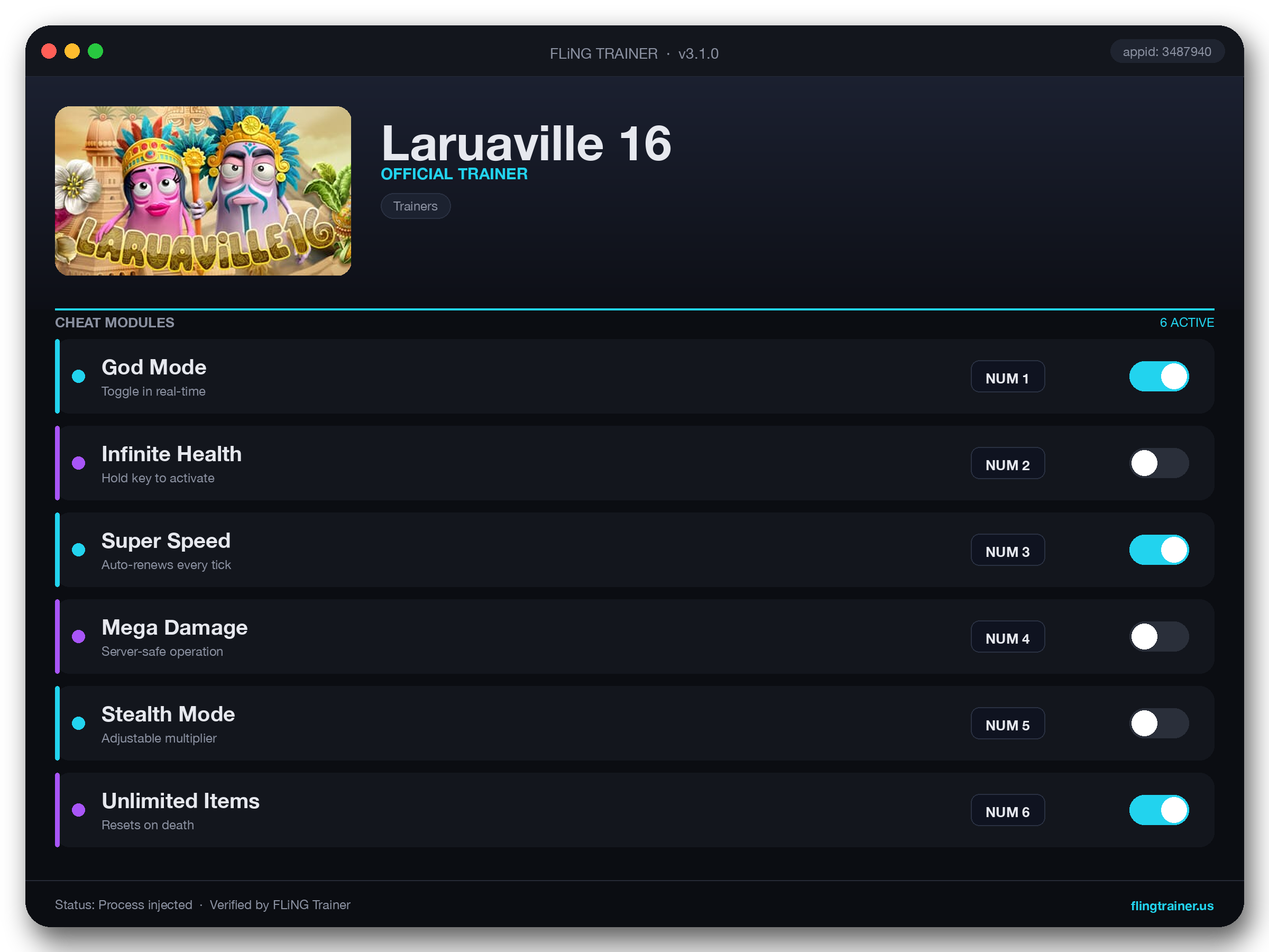 Laruaville 16 Trainer interface