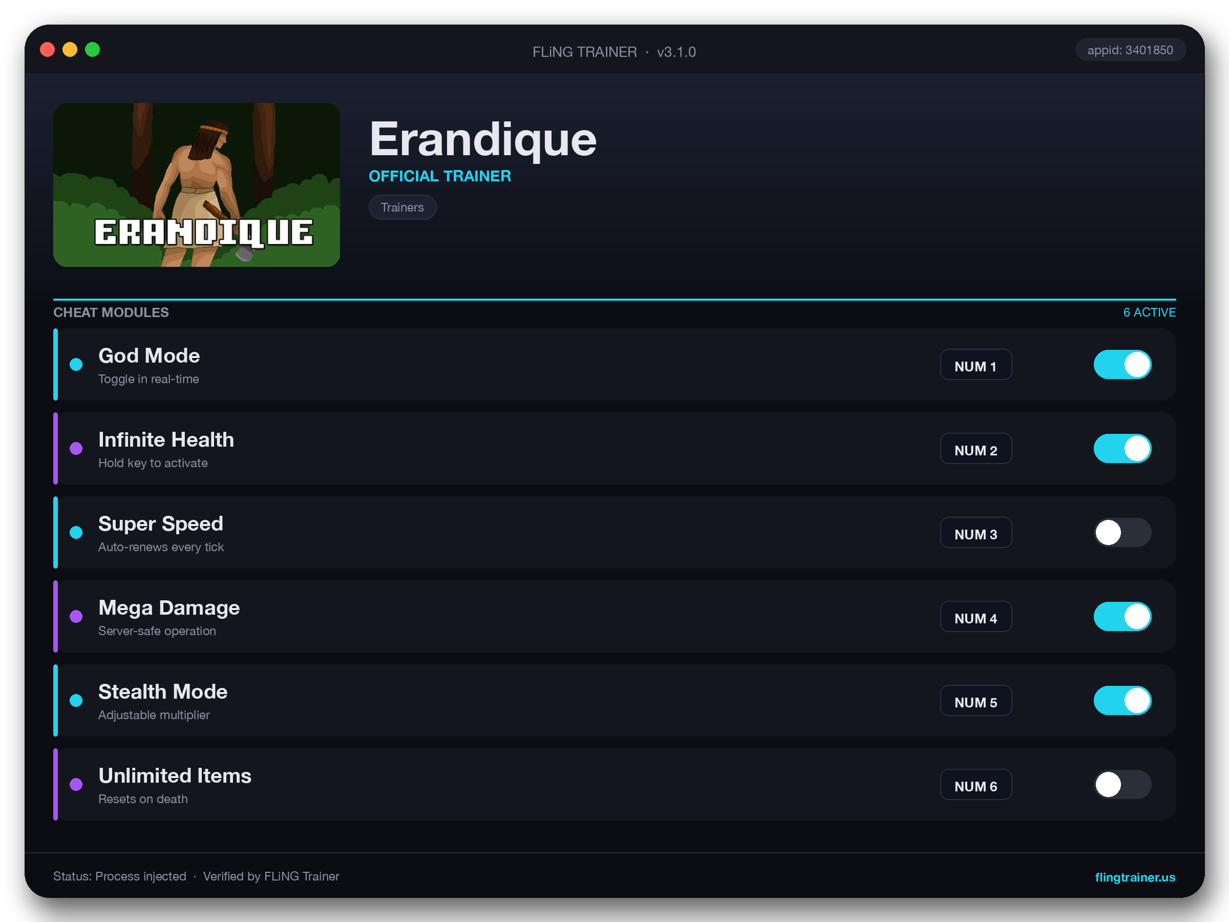 Erandique Trainer interface