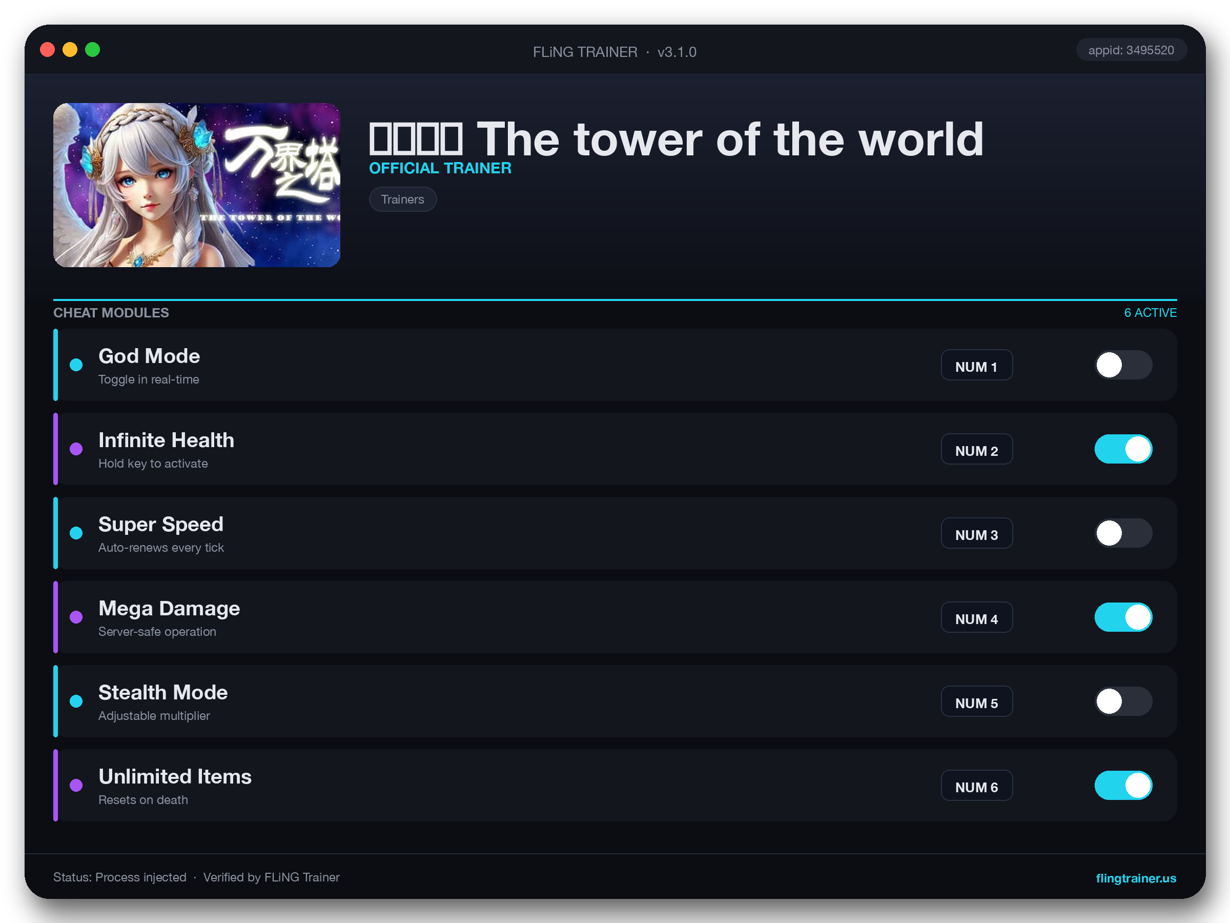 万界之塔 The tower of the world Trainer interface