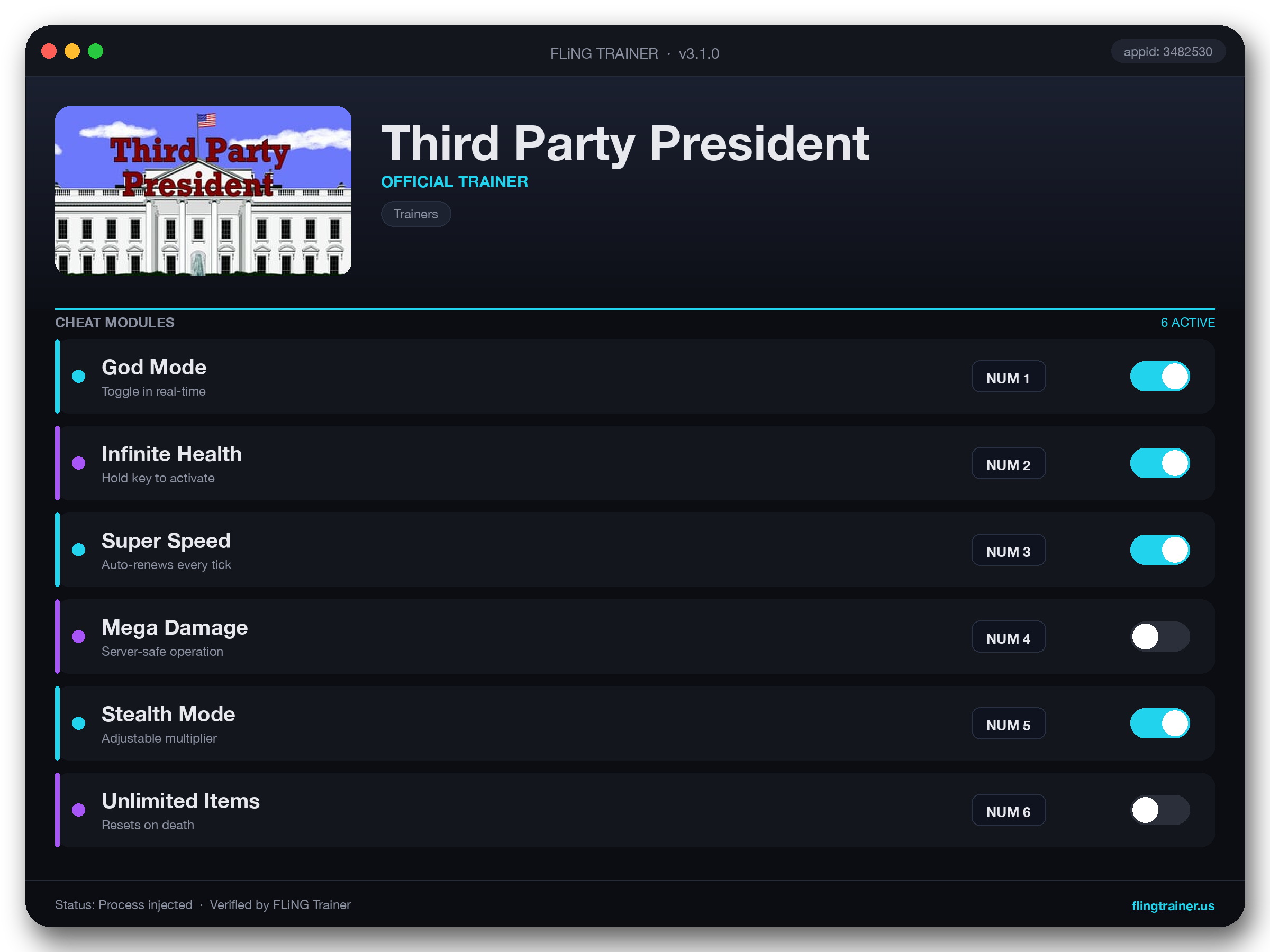 Third Party President Trainer interface