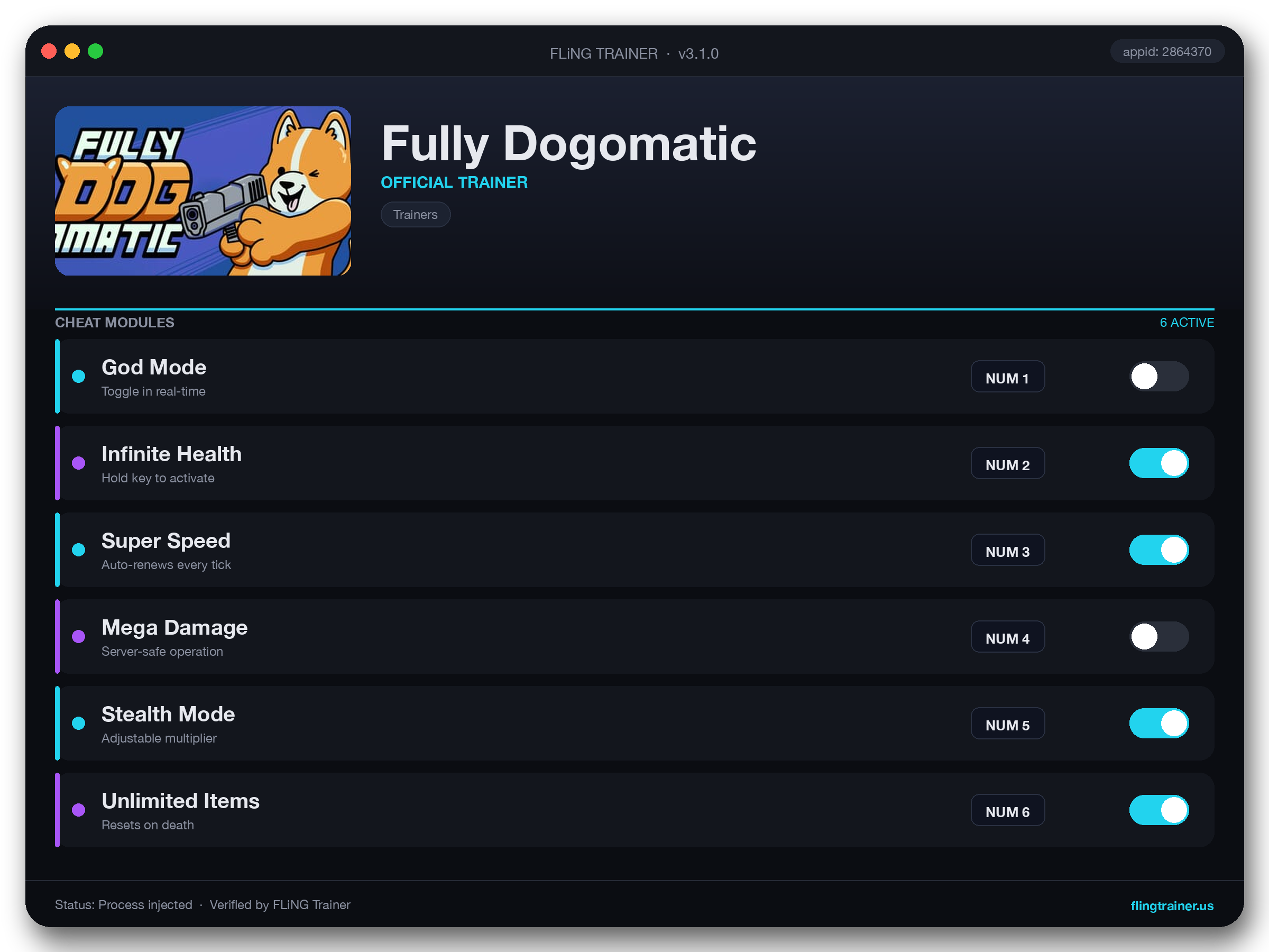 Fully Dogomatic Trainer interface
