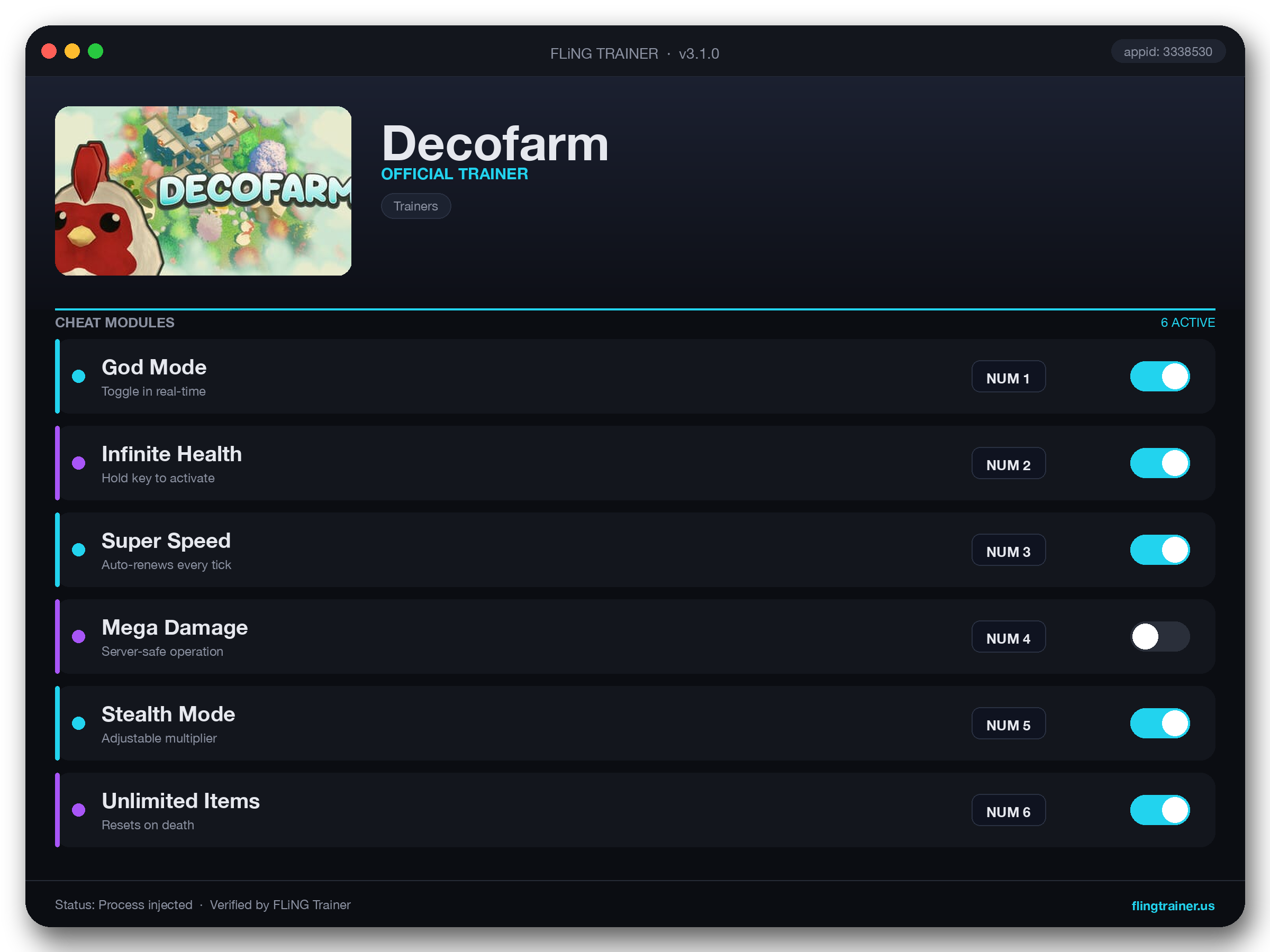 Decofarm Trainer interface